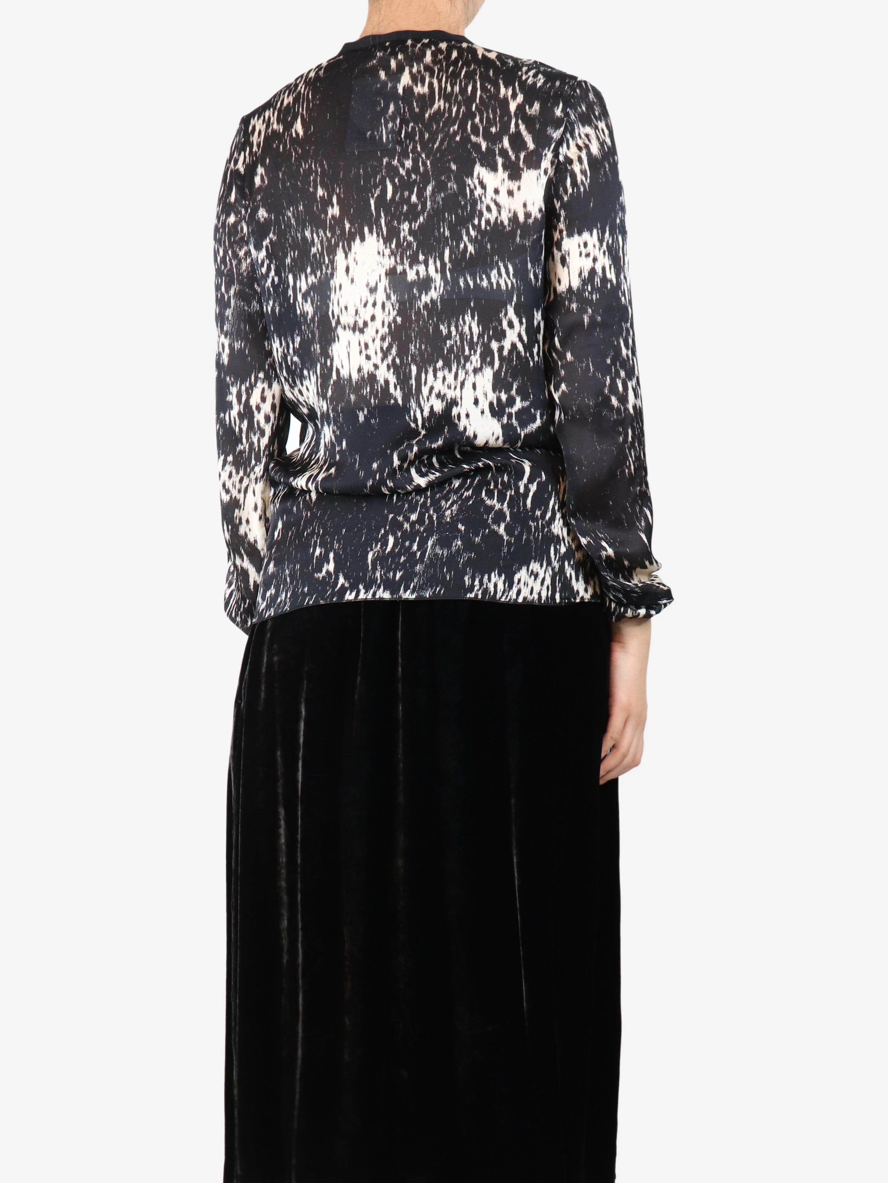 Black silk blouse - size UK 8 - Image 2