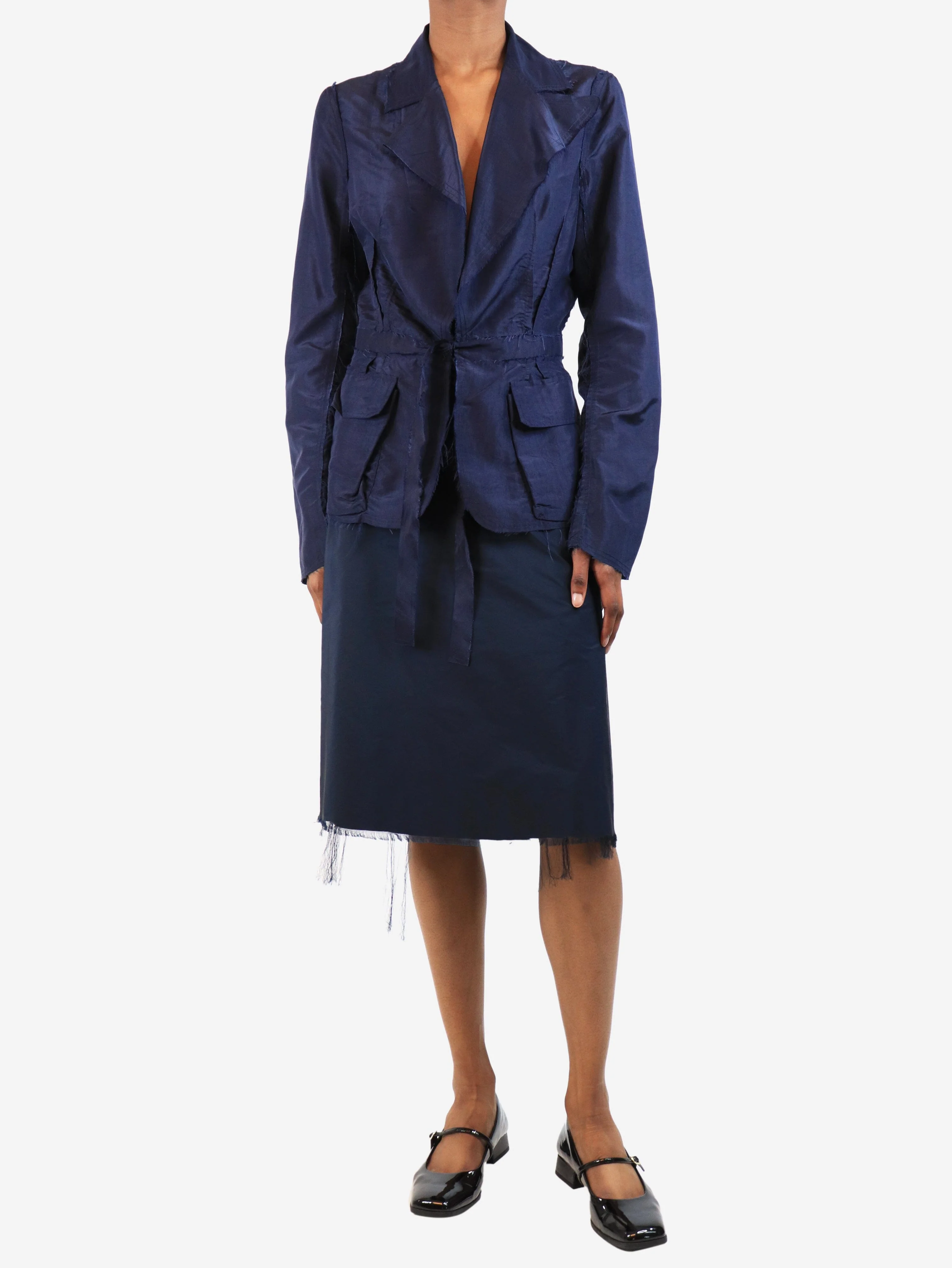 Navy light jacket and skirt set - size UK 10
