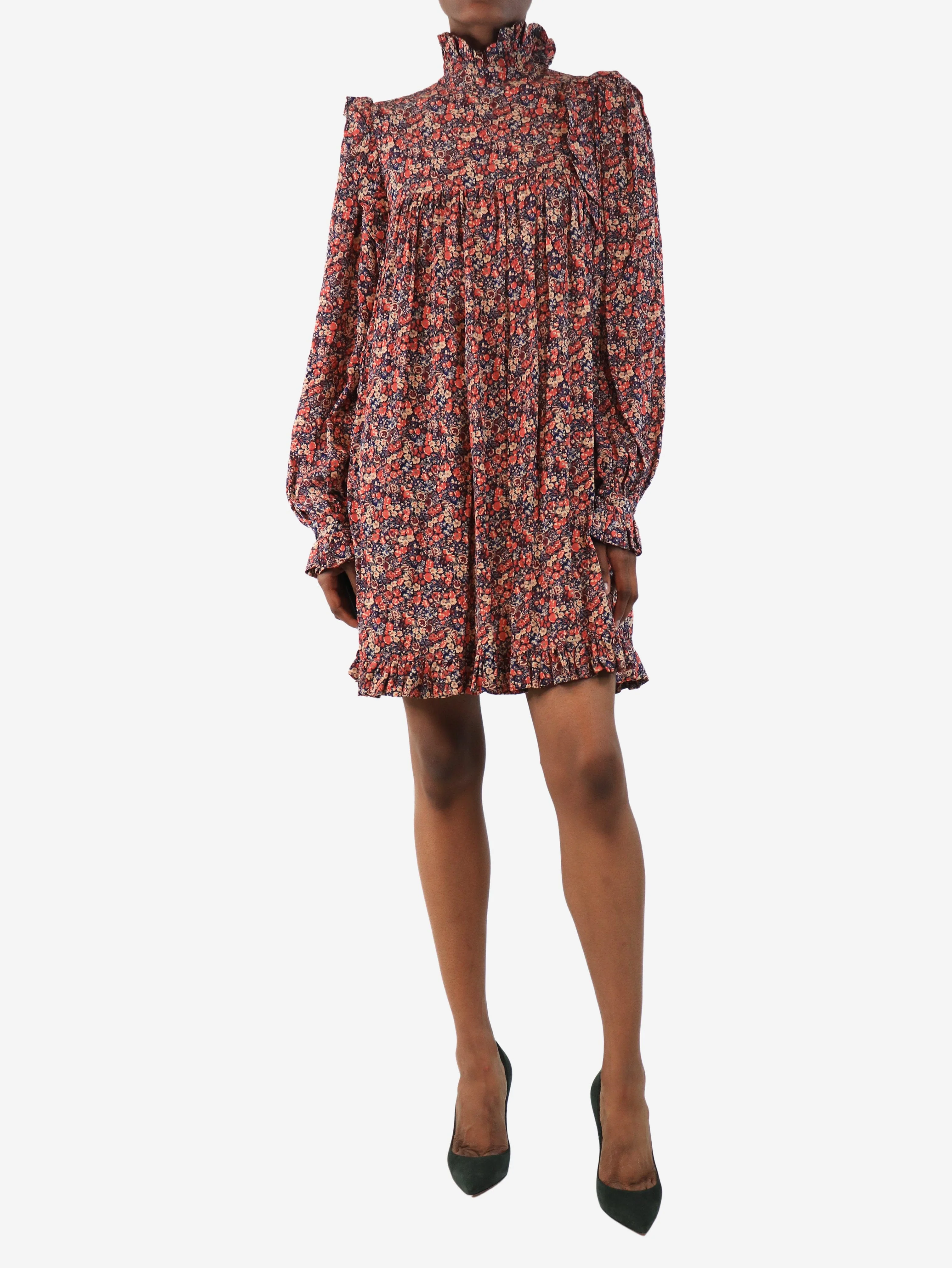 Multicolour floral printed mini dress - size UK 6