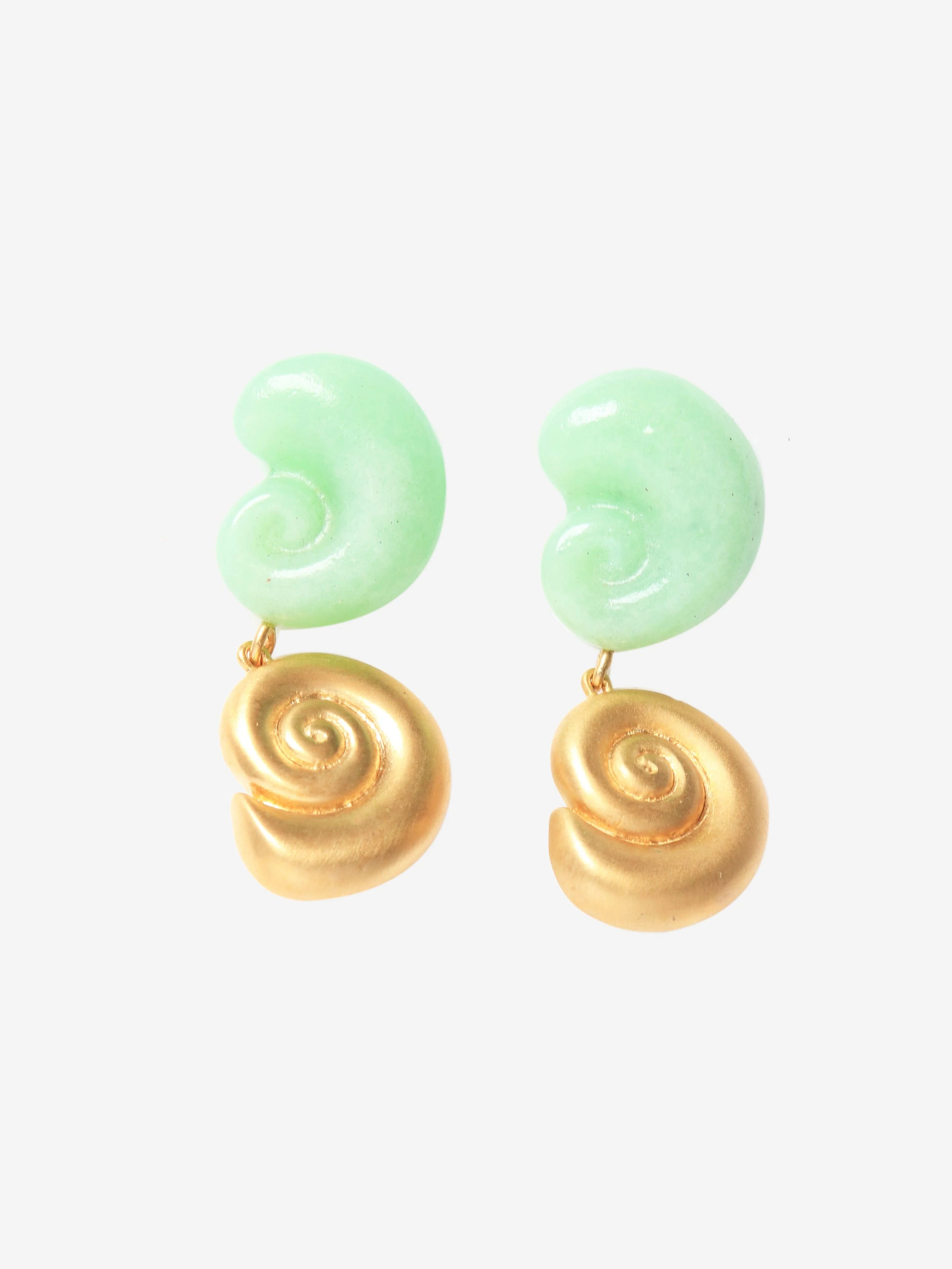 Gold nautilus double-drop earrings - Image 2