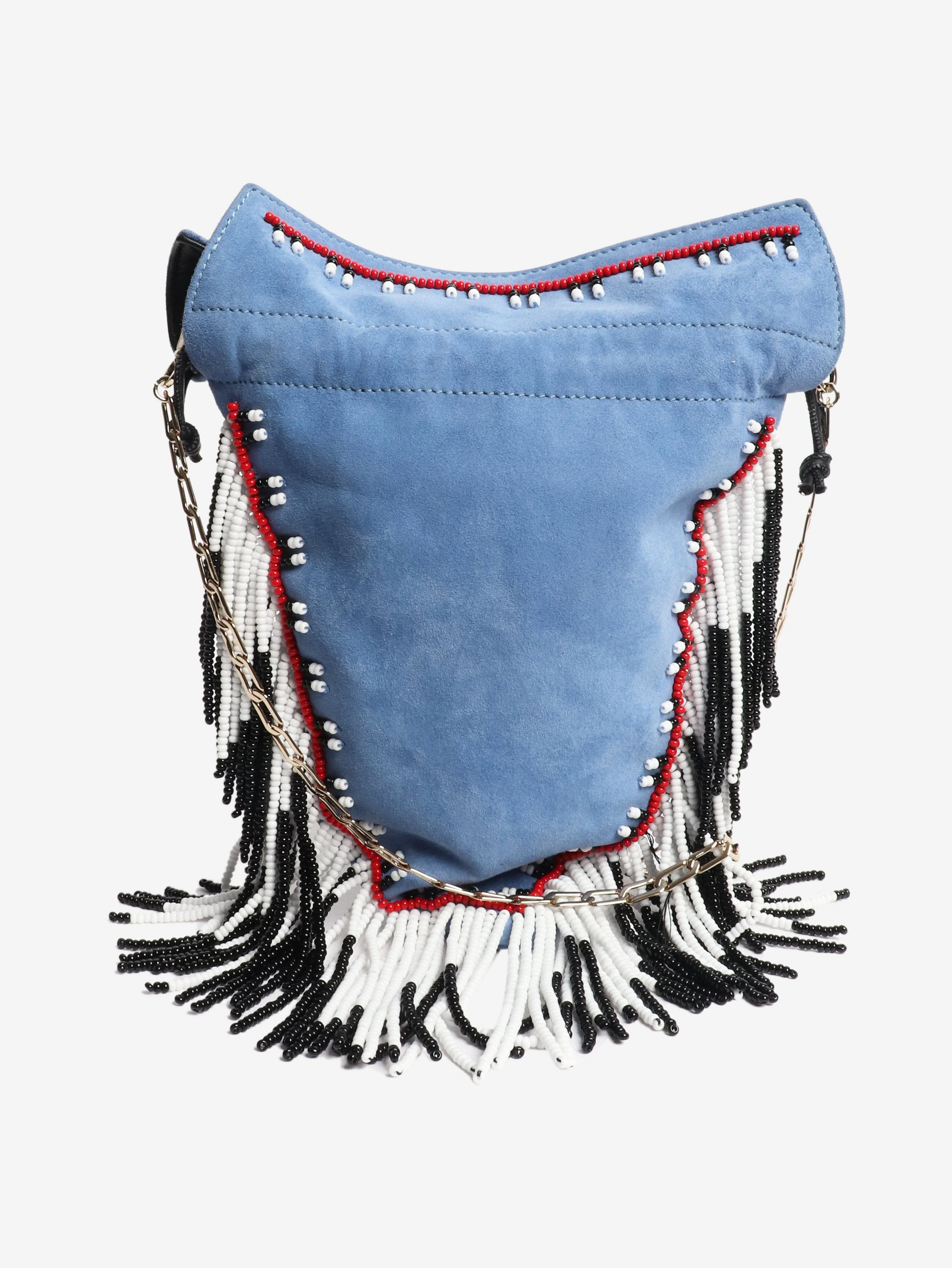 Blue beaded sac