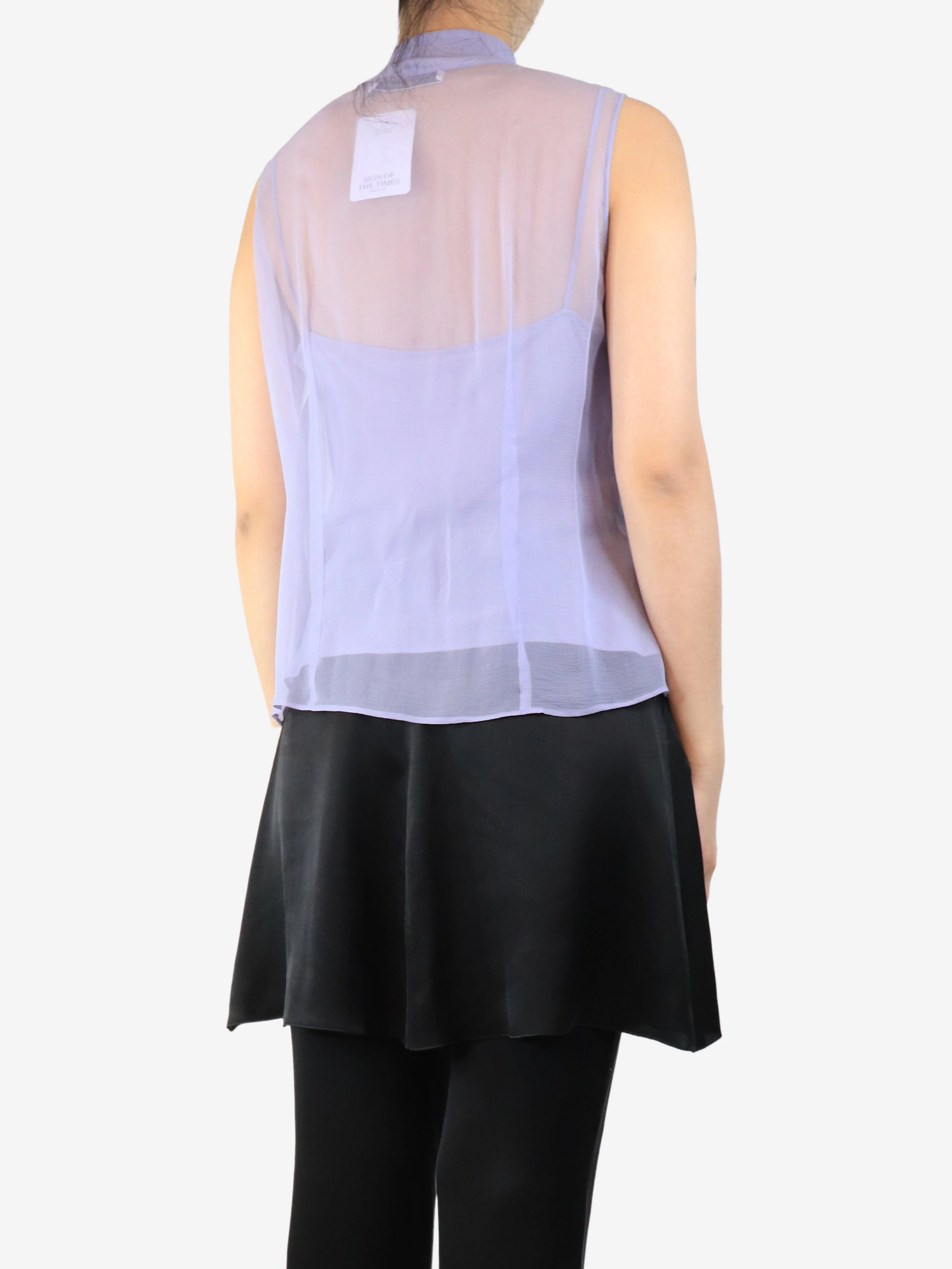 Lilac silk sleeveless blouse - size UK 14 - Image 2