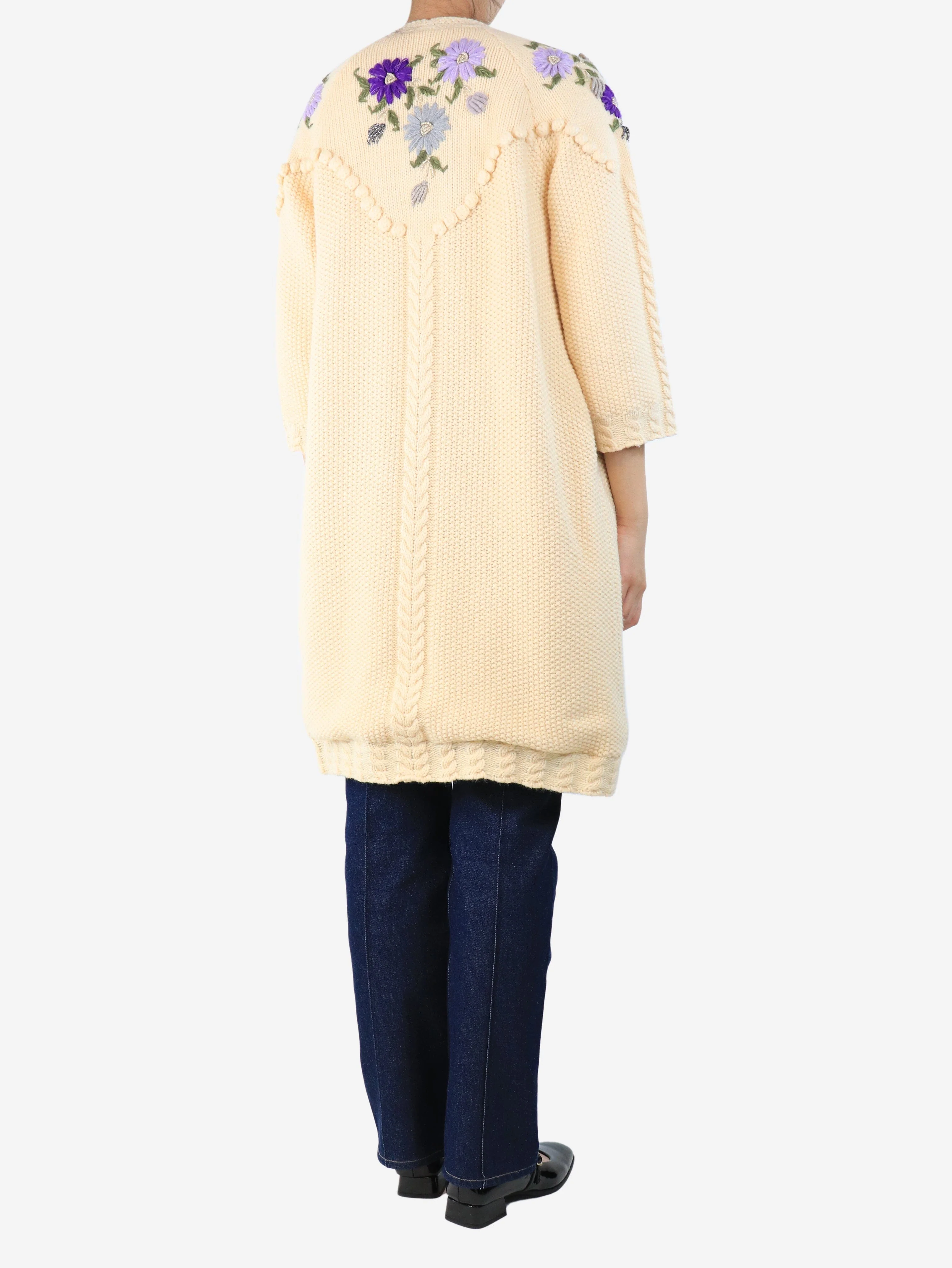 Cream embroidered longline cardigan - size S - Image 2