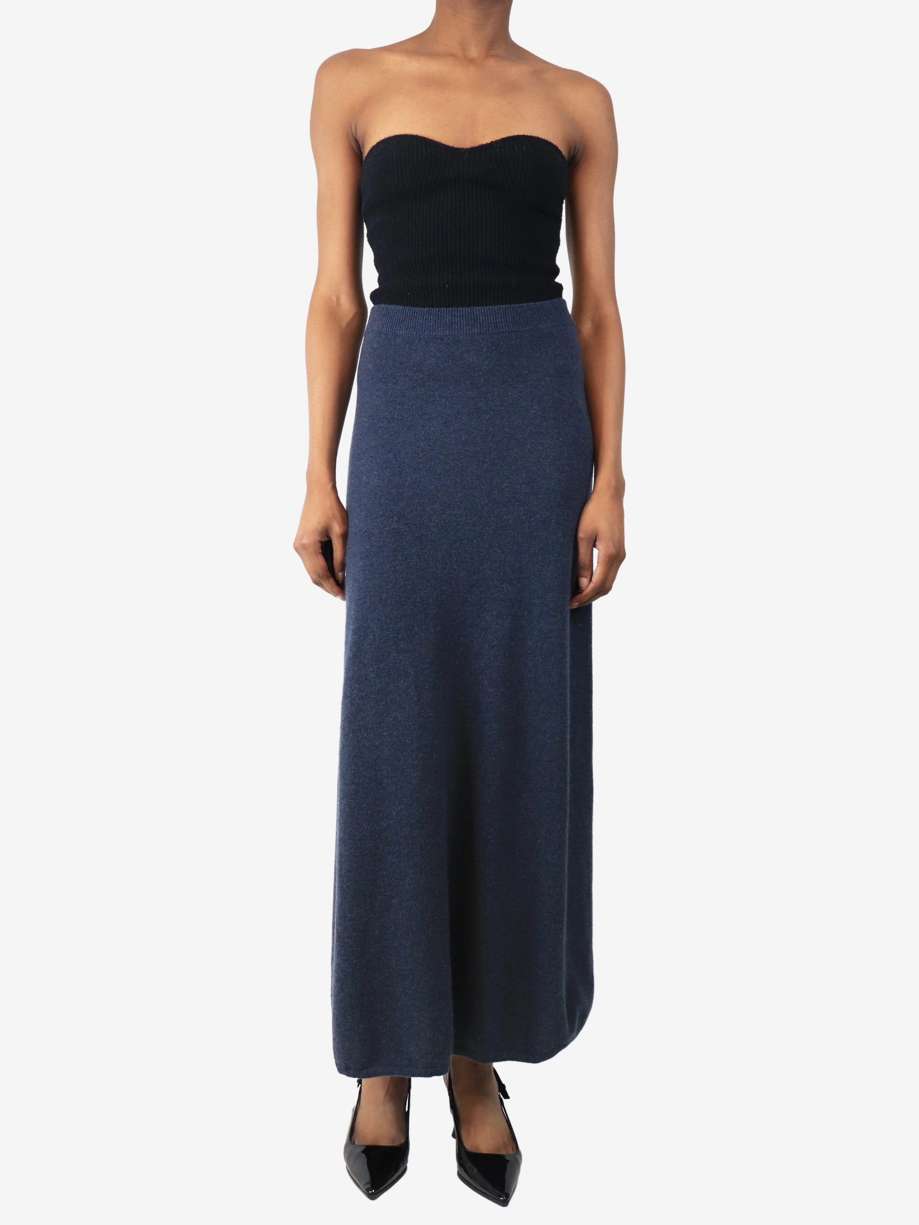 Blue cashmere midi skirt - size UK 4 - Image 2