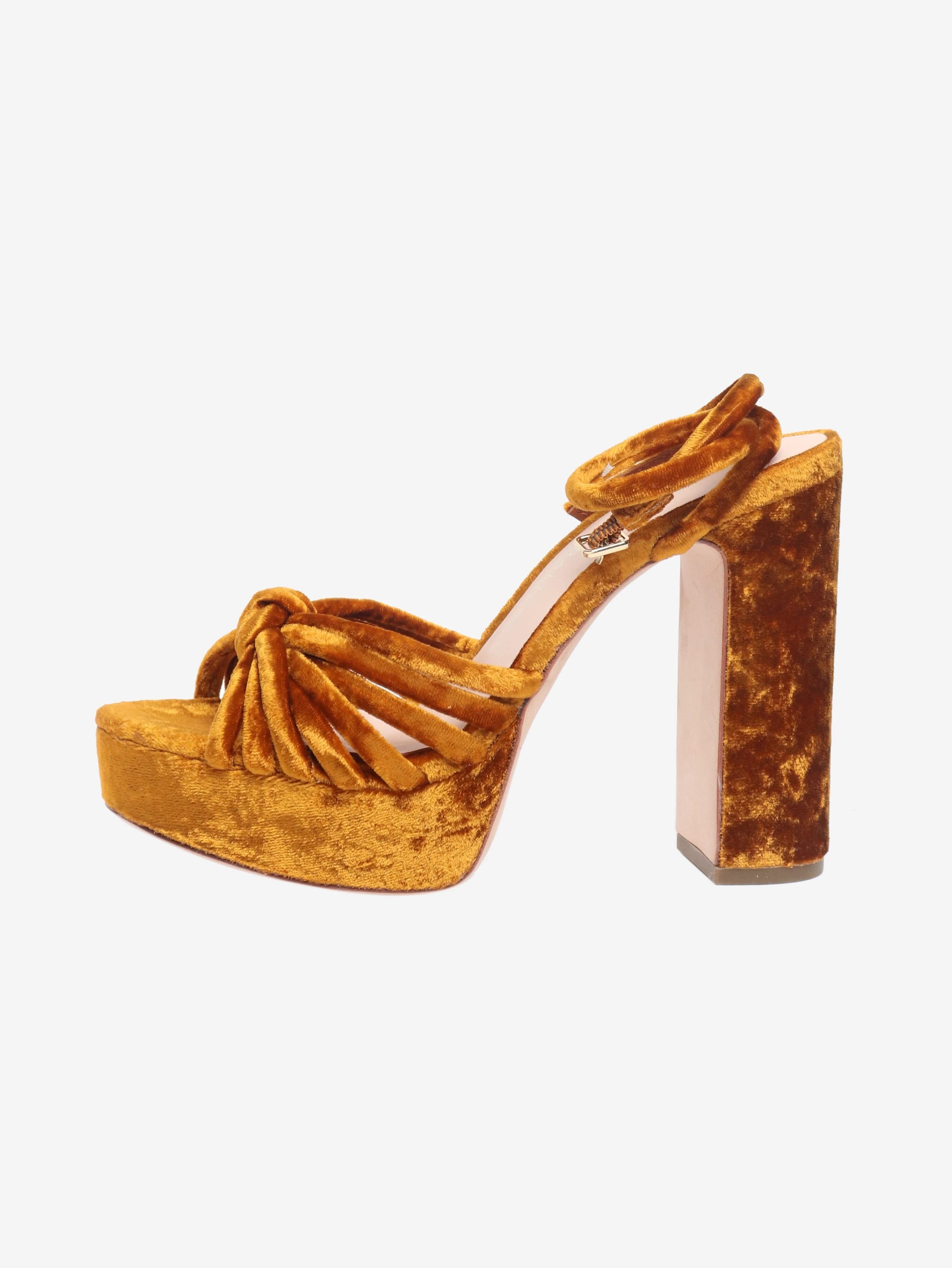 Rust orange velvet platform sandals - size EU 35.5