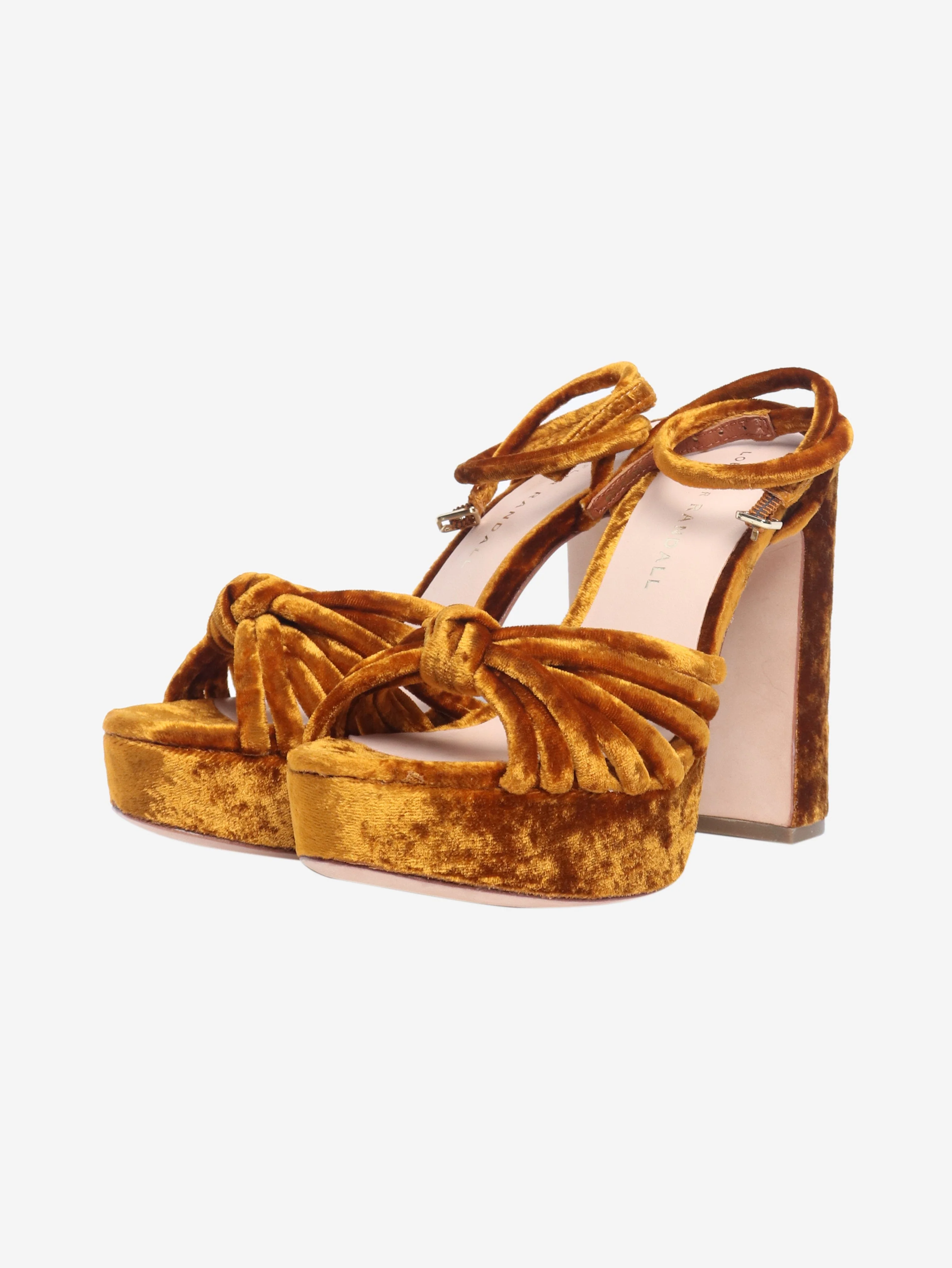 Rust orange velvet platform sandals - size EU 35.5 - Image 2