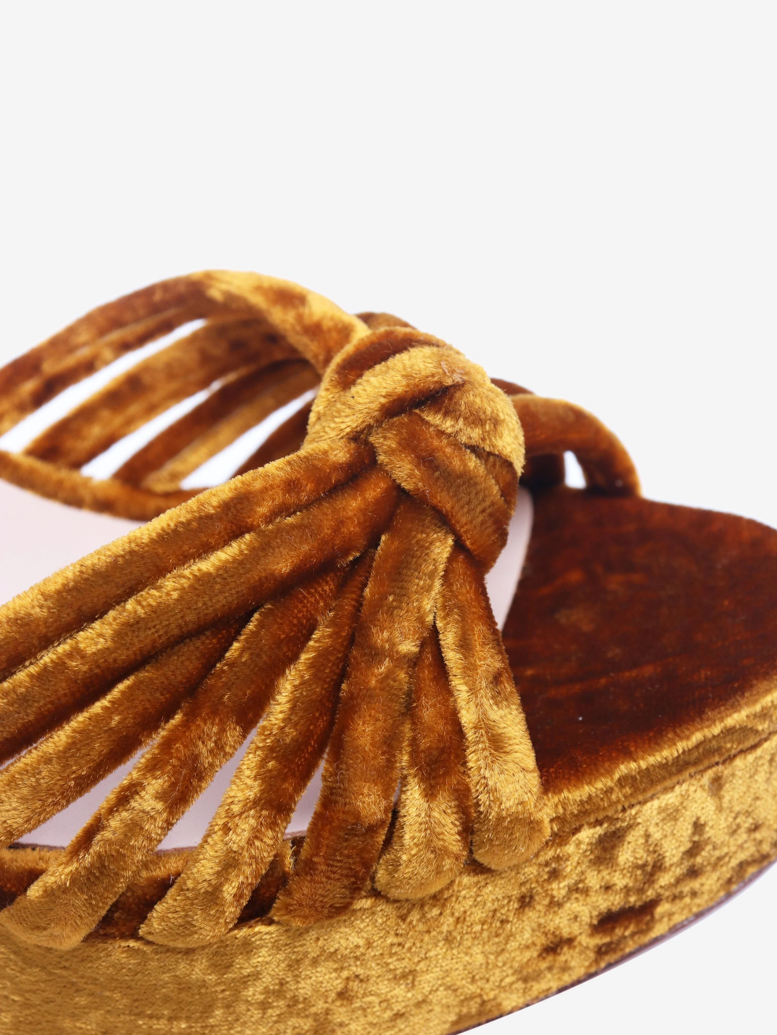 Rust orange velvet platform sandals - size EU 35.5 - Image 4