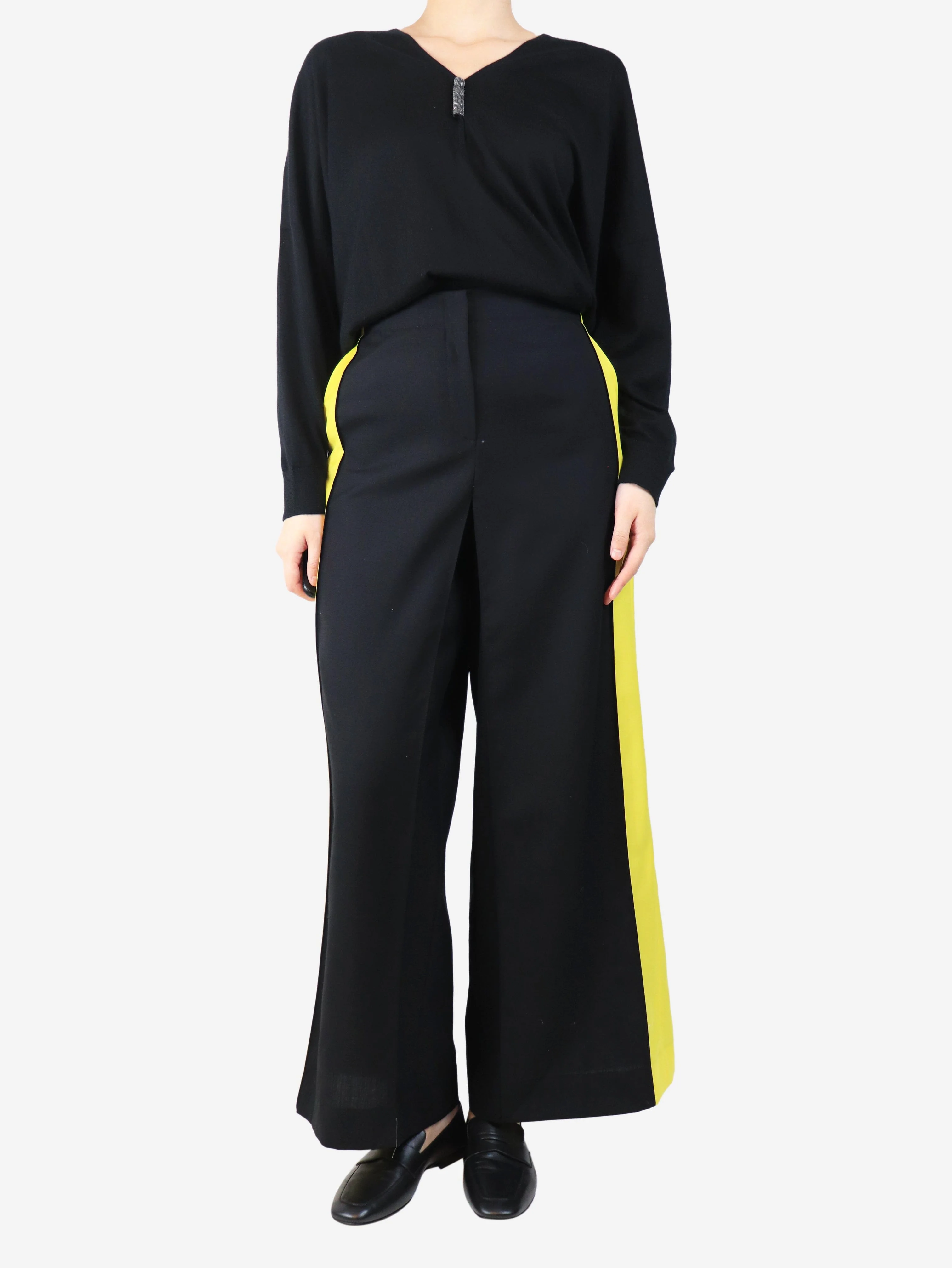 Black and yellow wide leg trousers - size UK 10 - Image 2