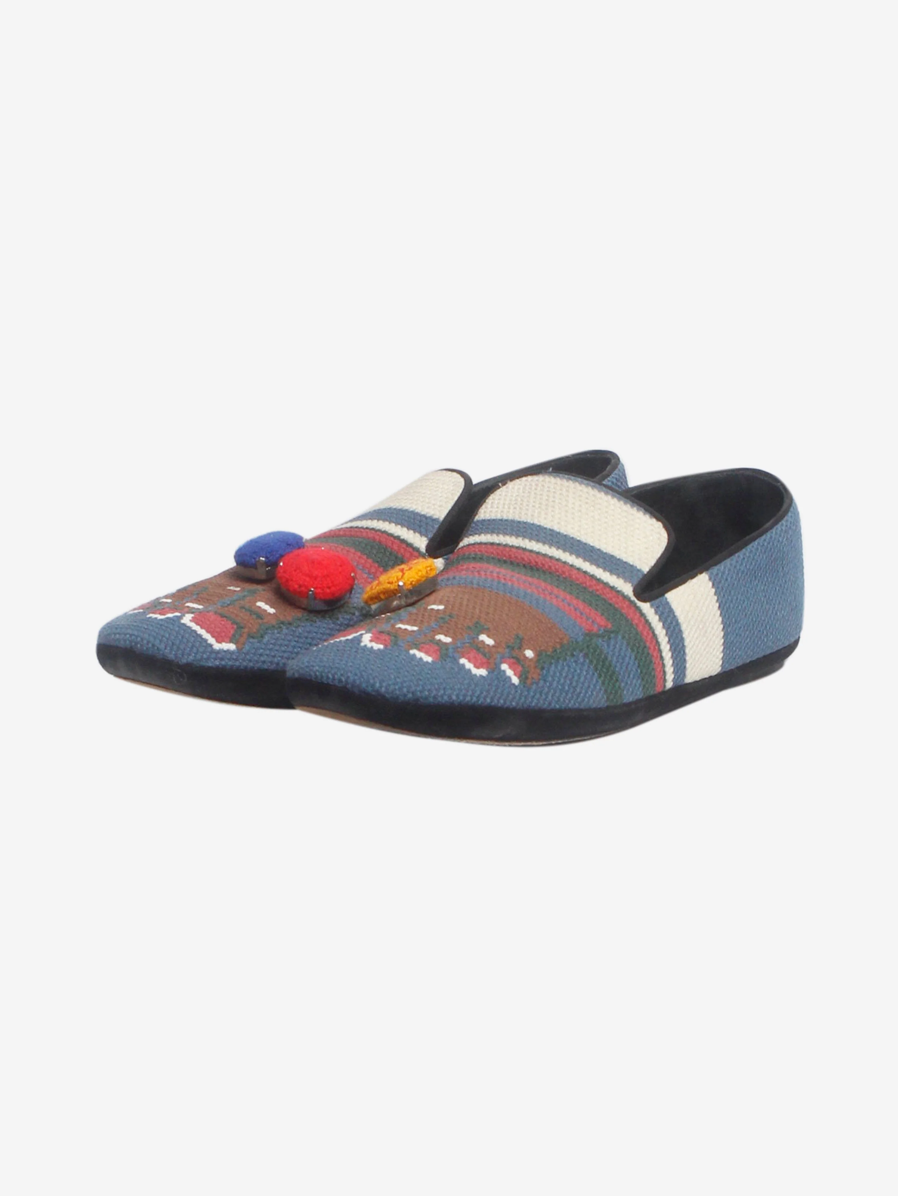 Blue and brown cloth slippers - size EU 40 (UK 7) - Image 2