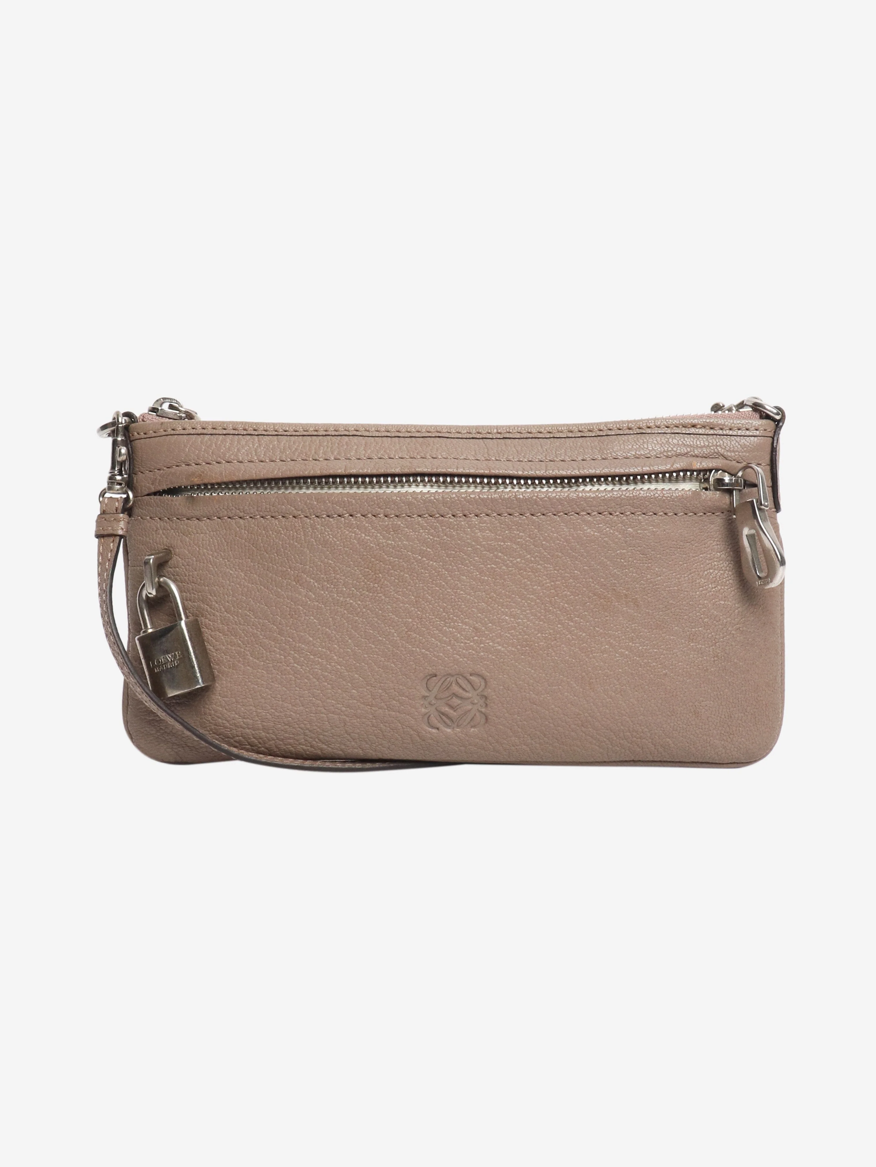 Brown leather cross-body bags pouch