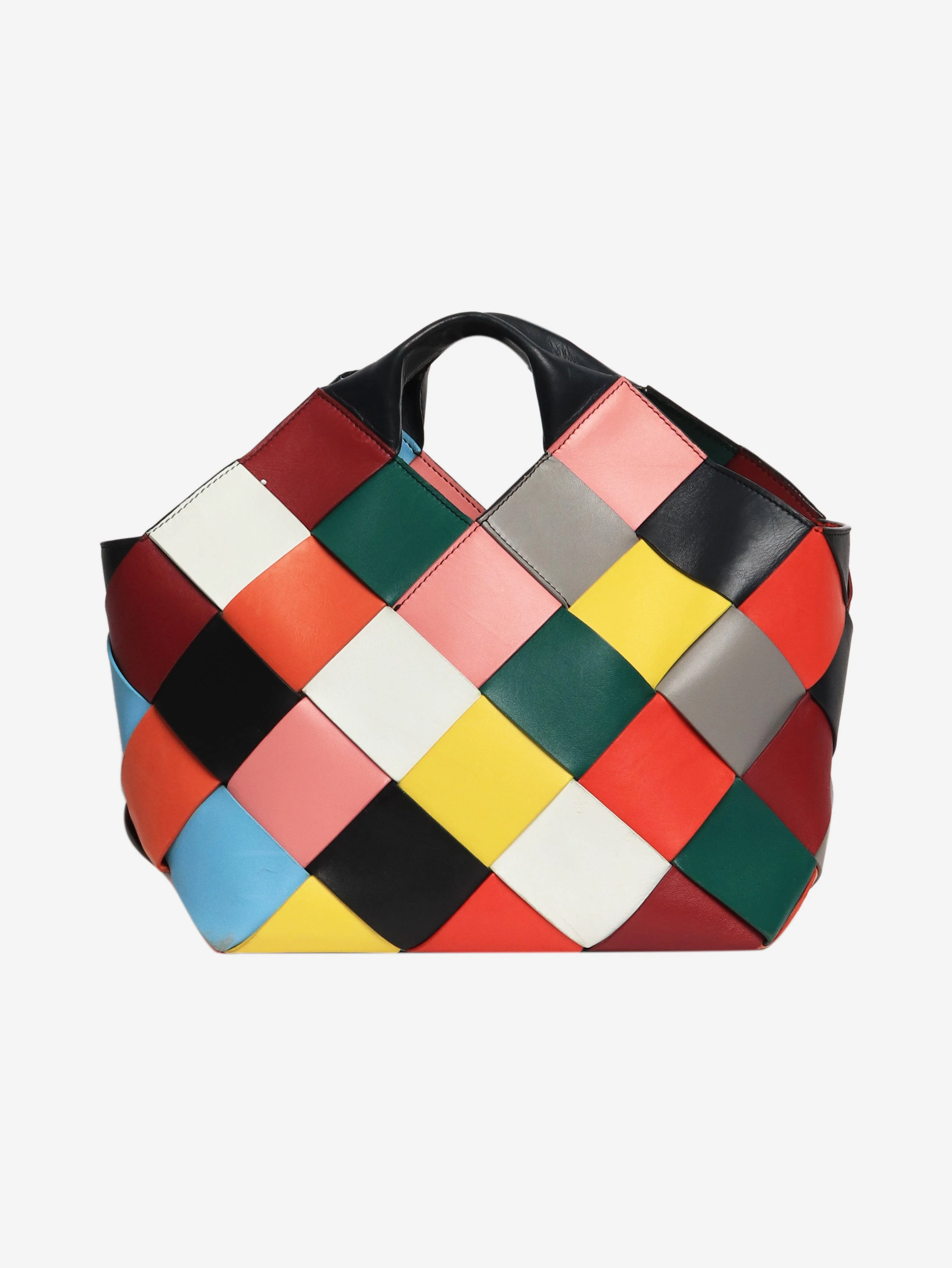 Multicolour woven leather tote bag