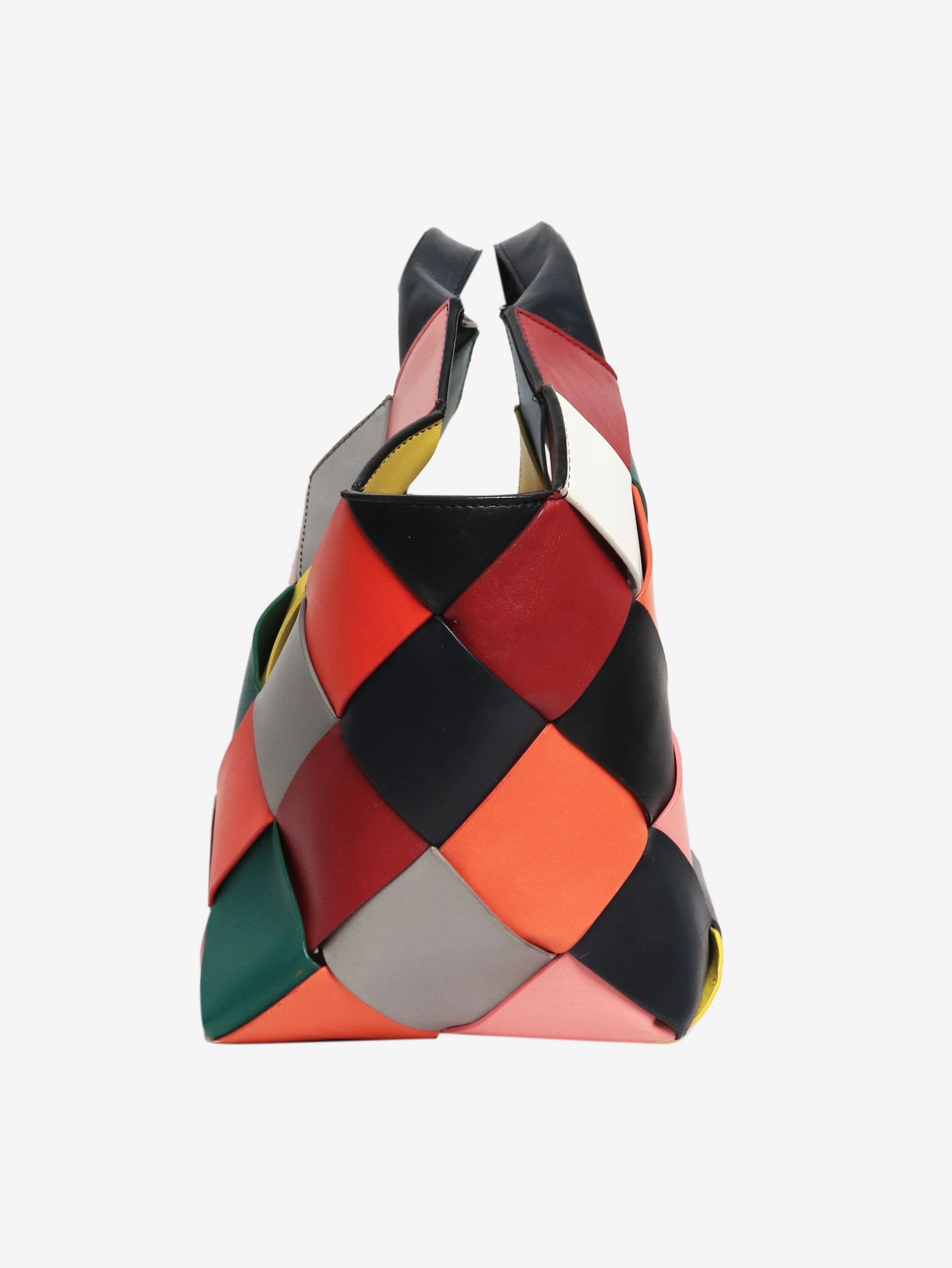 Multicolour woven leather tote bag - Image 2