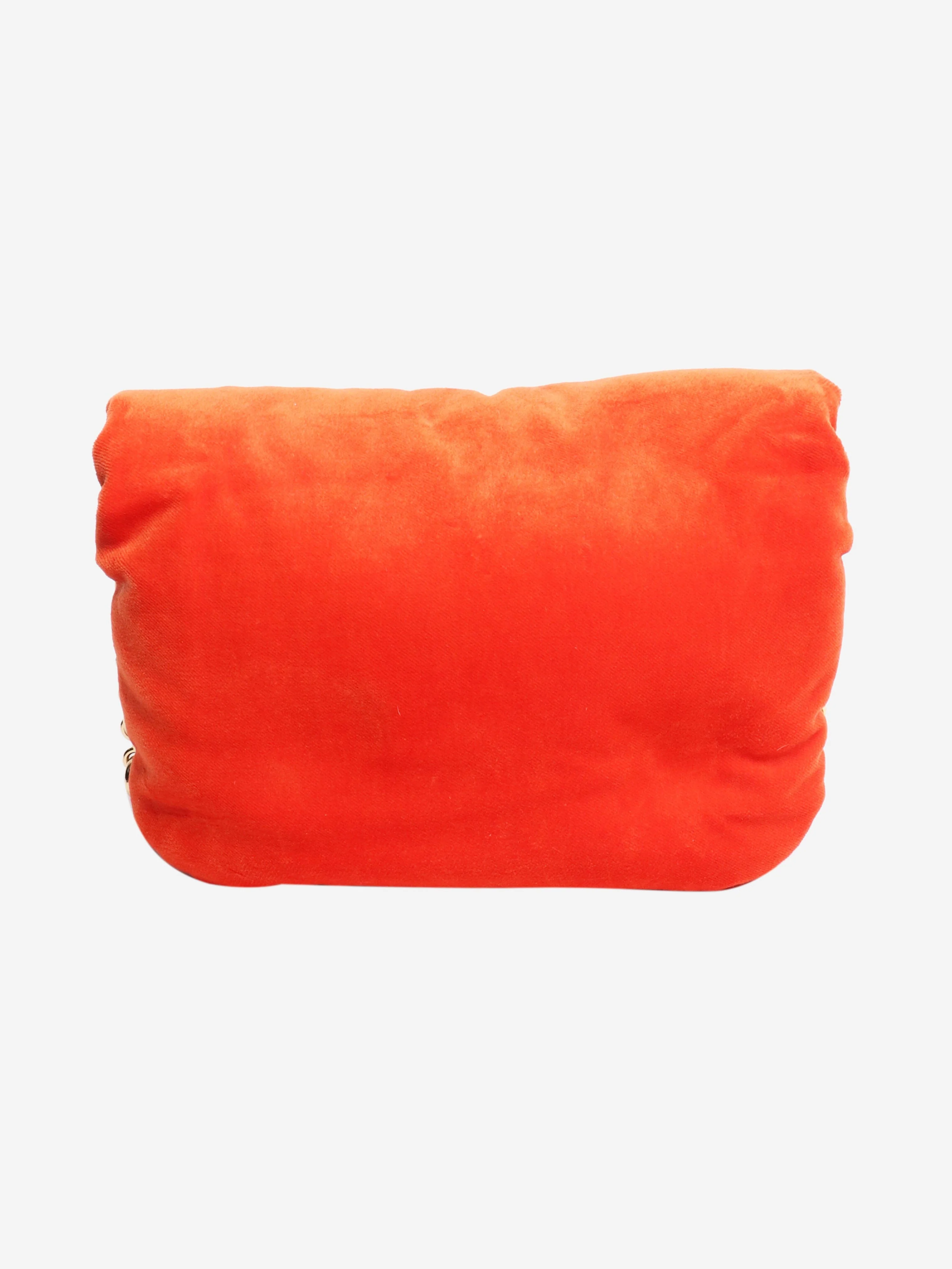 Orange Puffer Goya velvet shoulder bag - Image 3