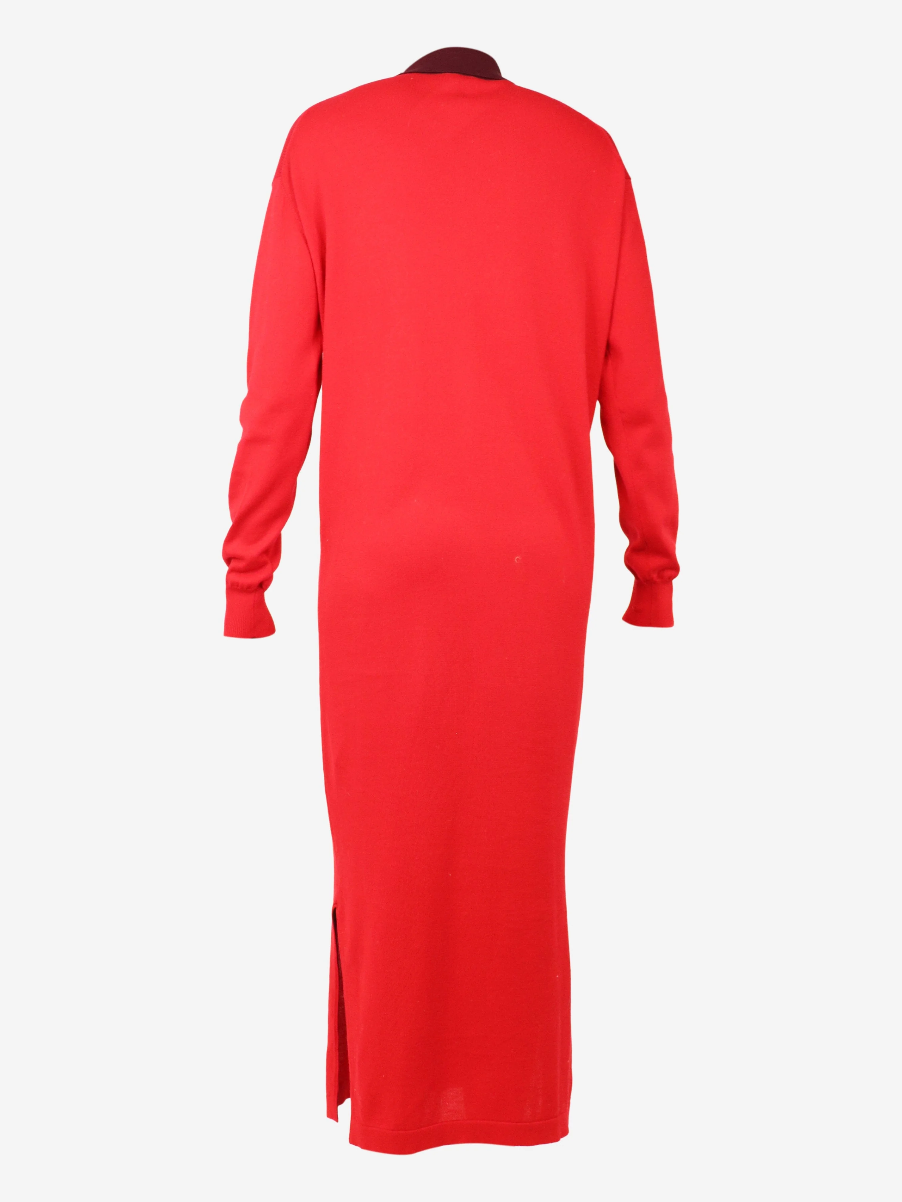 Red knit polo midi dress - size XS - Image 5
