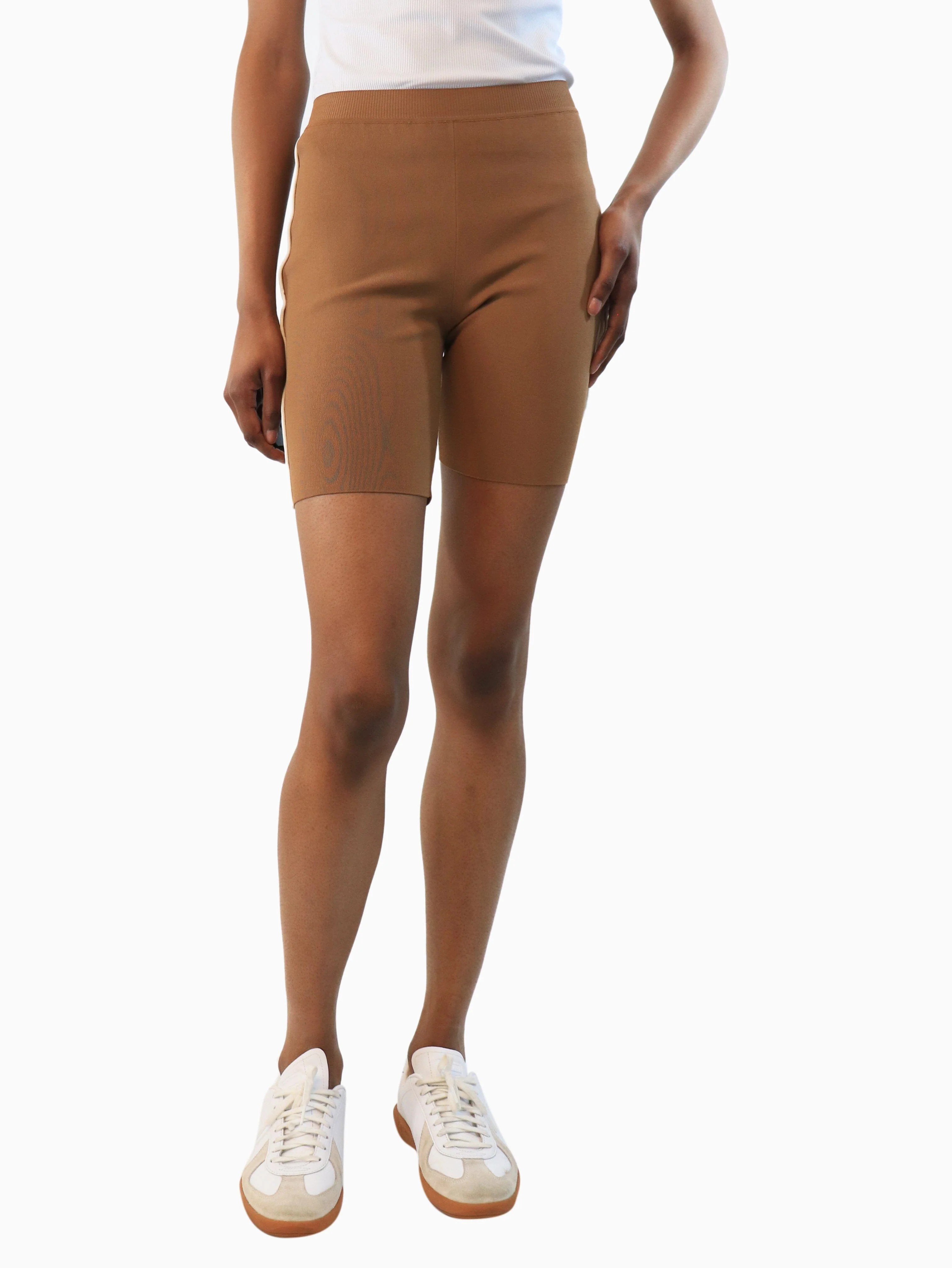 Tan striped cycling shorts - size M