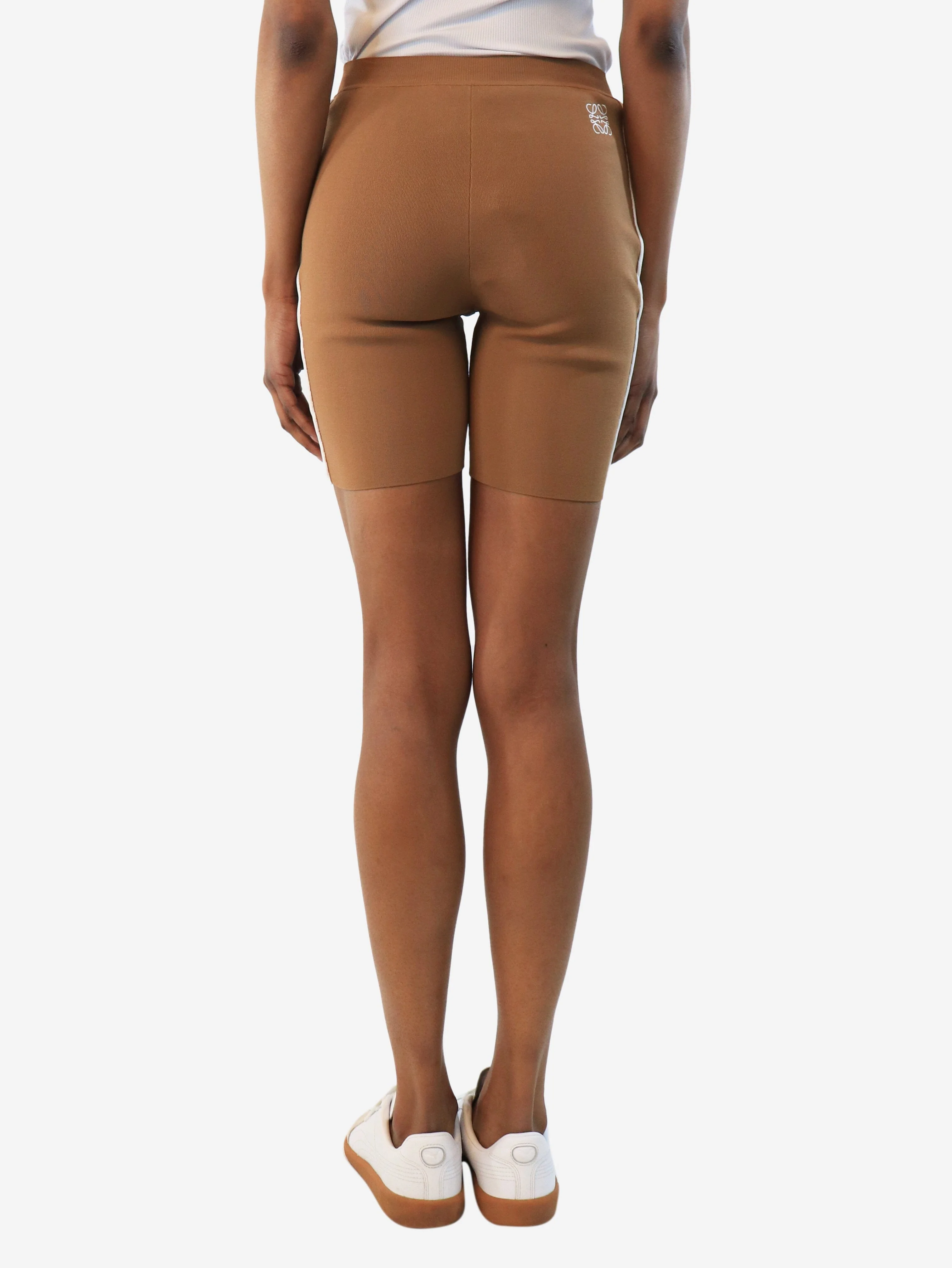 Tan striped cycling shorts - size M - Image 3