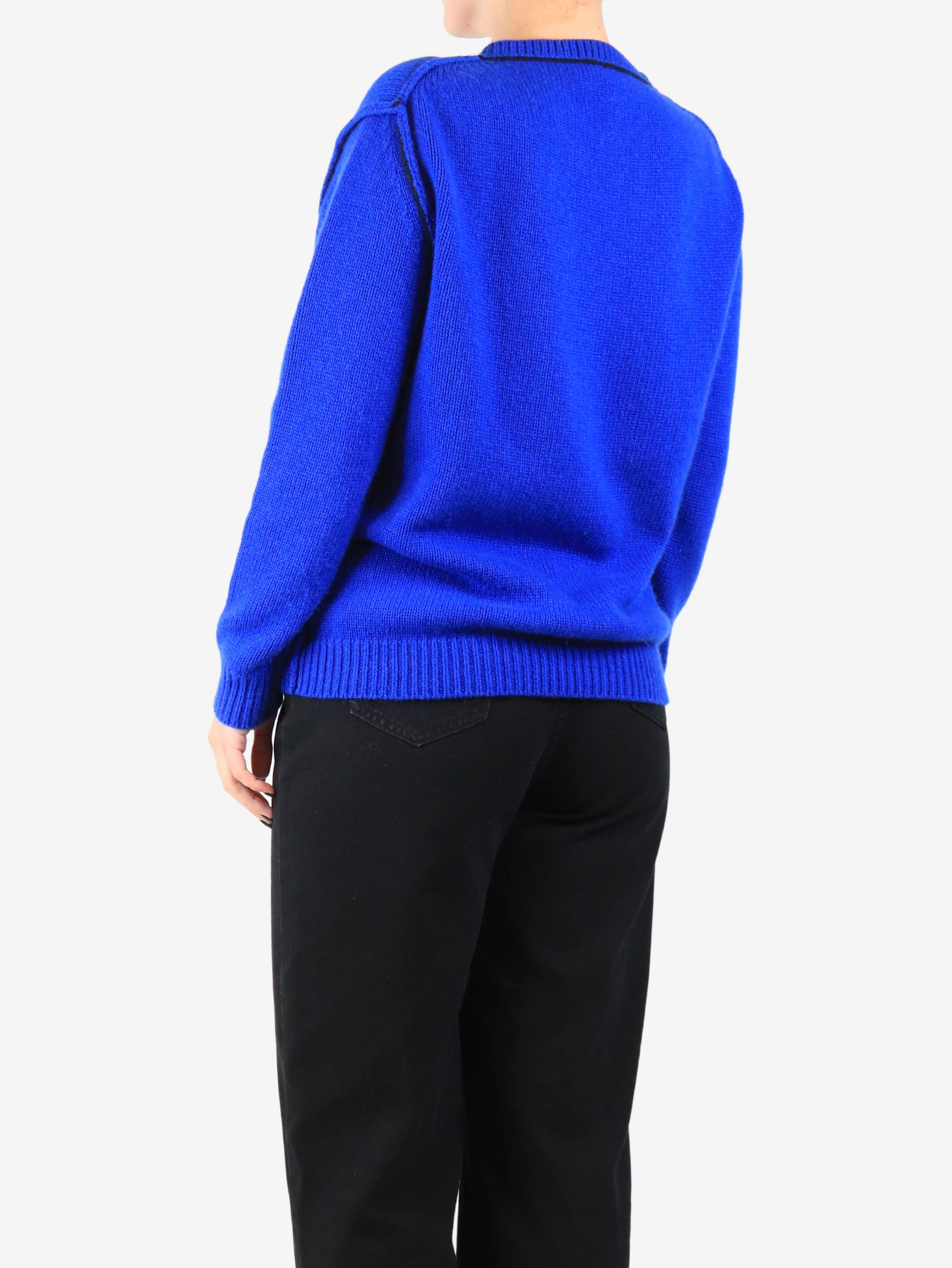 Blue contrast-piped jumper - size UK 12 - Image 2