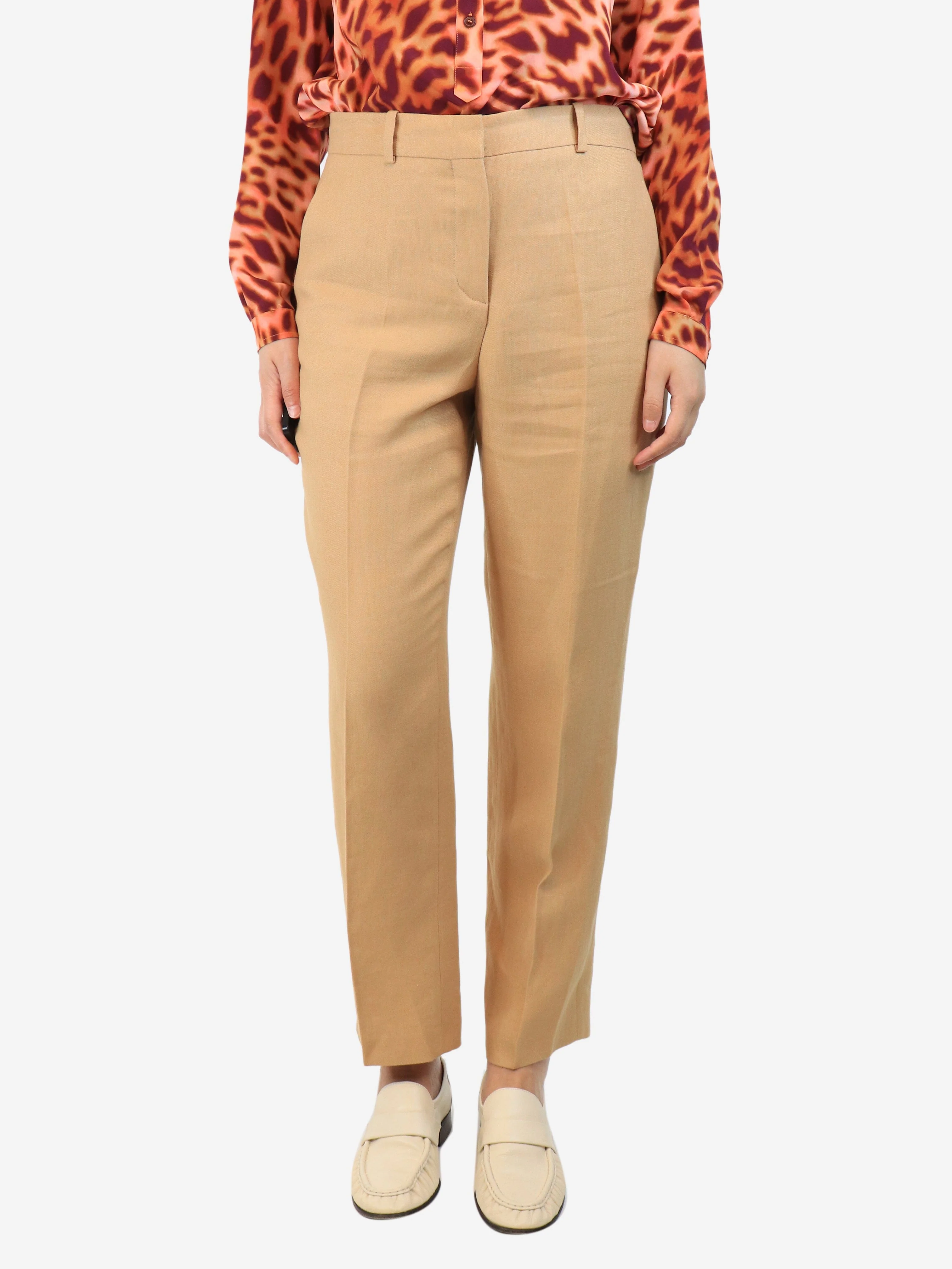 Brown flax trousers - size UK 12