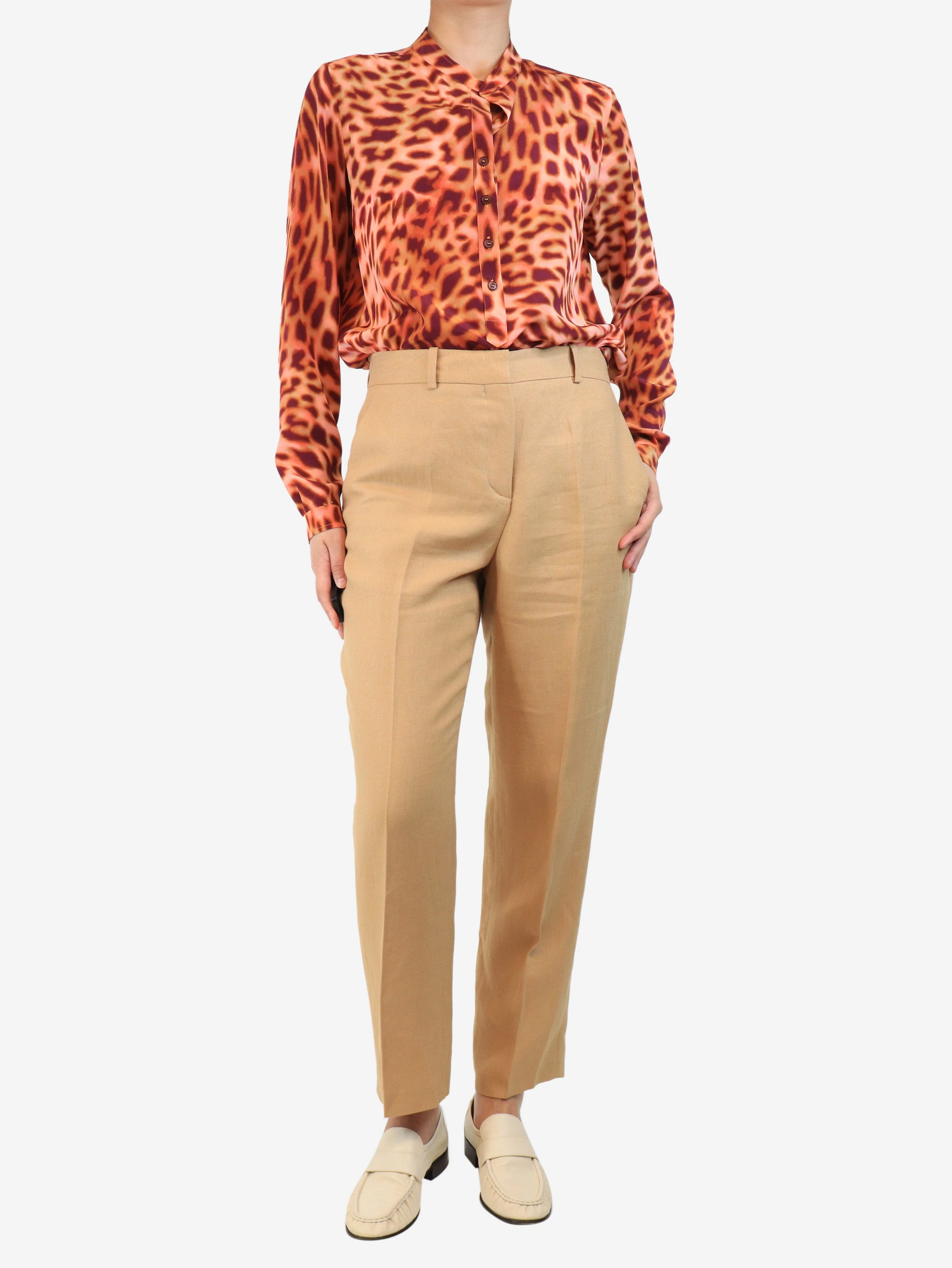 Brown flax trousers - size UK 12 - Image 2
