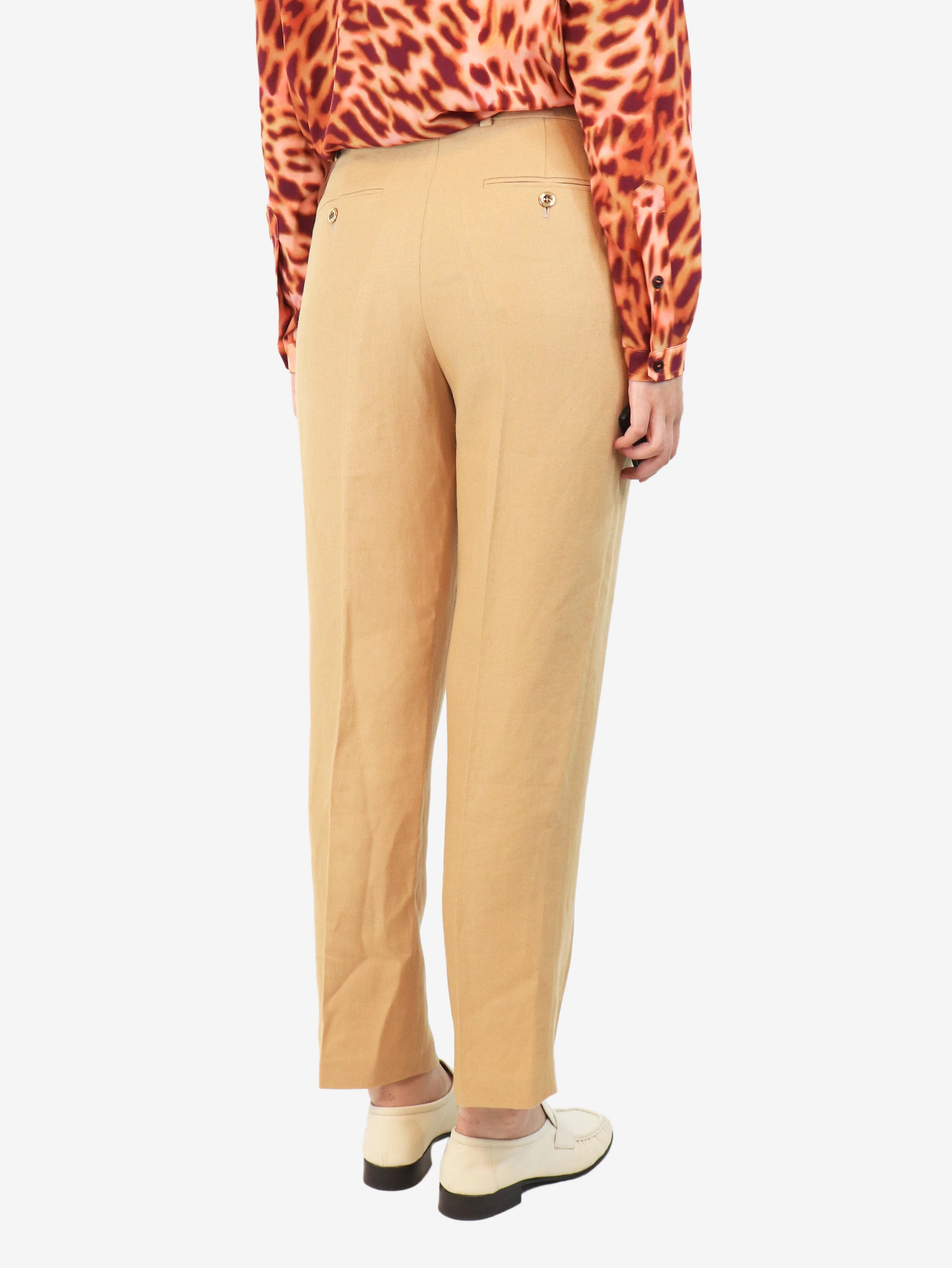 Brown flax trousers - size UK 12 - Image 3
