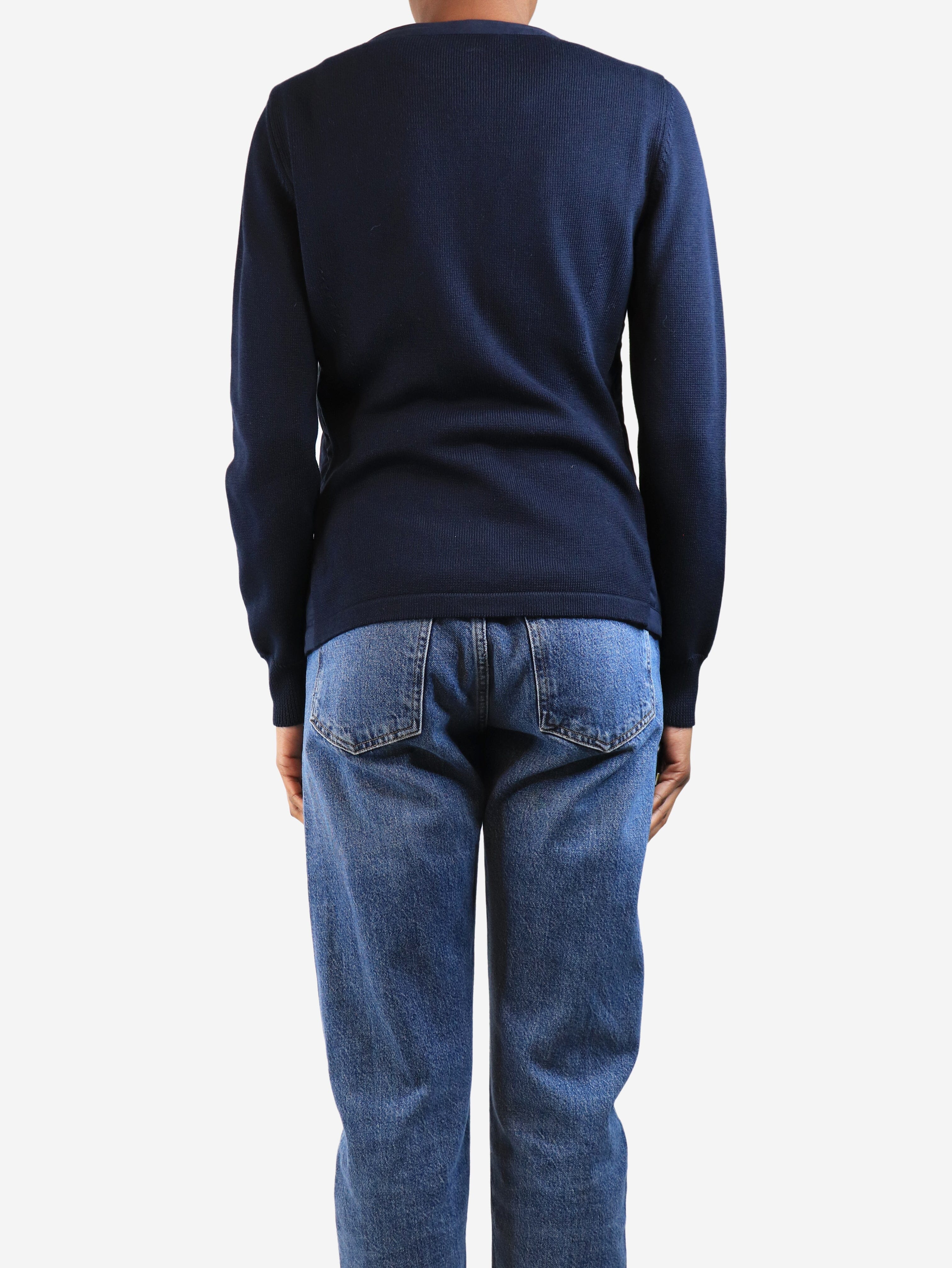 Navy blue quilted zip cardigan - size UK 8 - Image 2