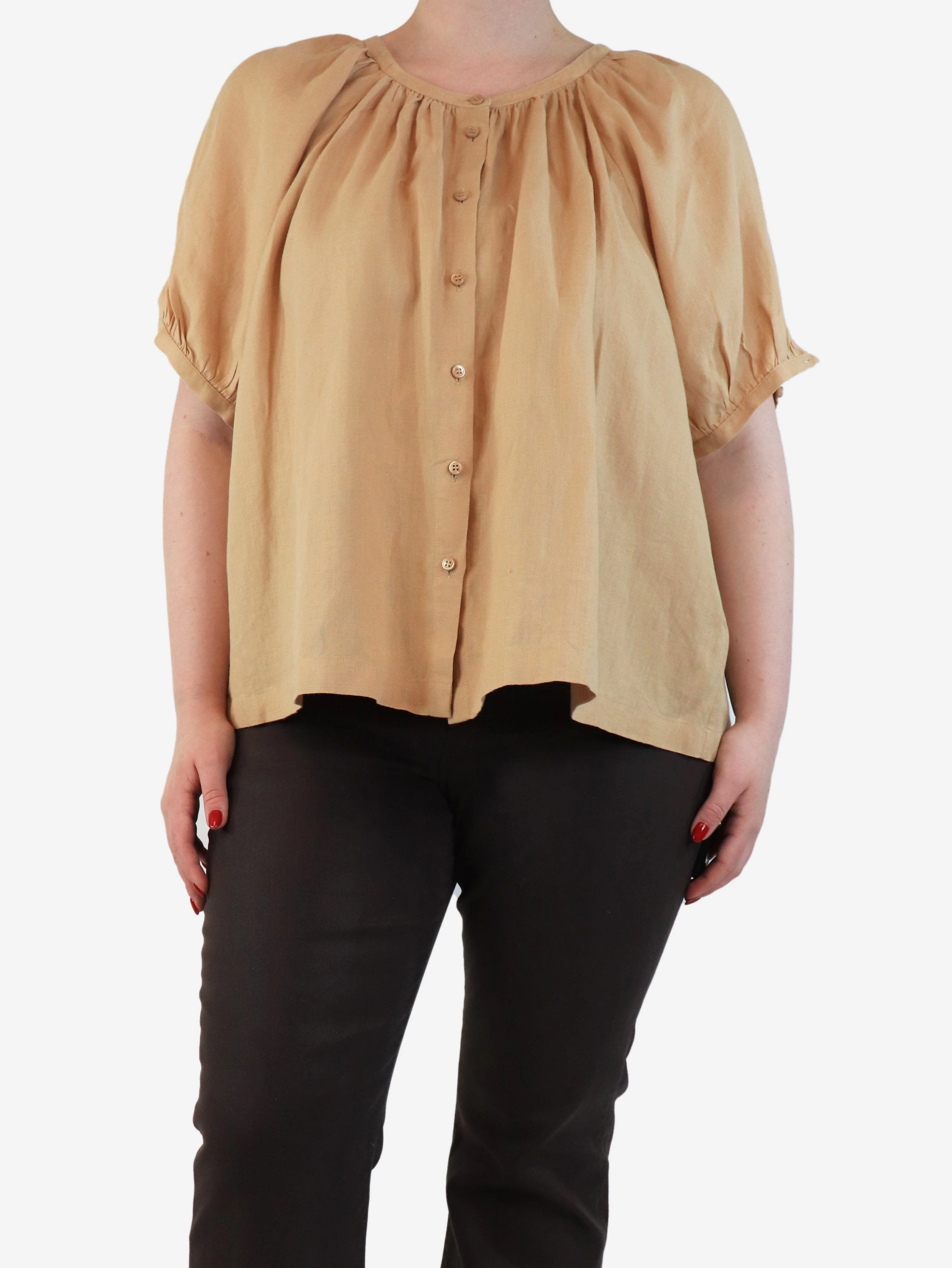 Neutral linen top - size UK 12