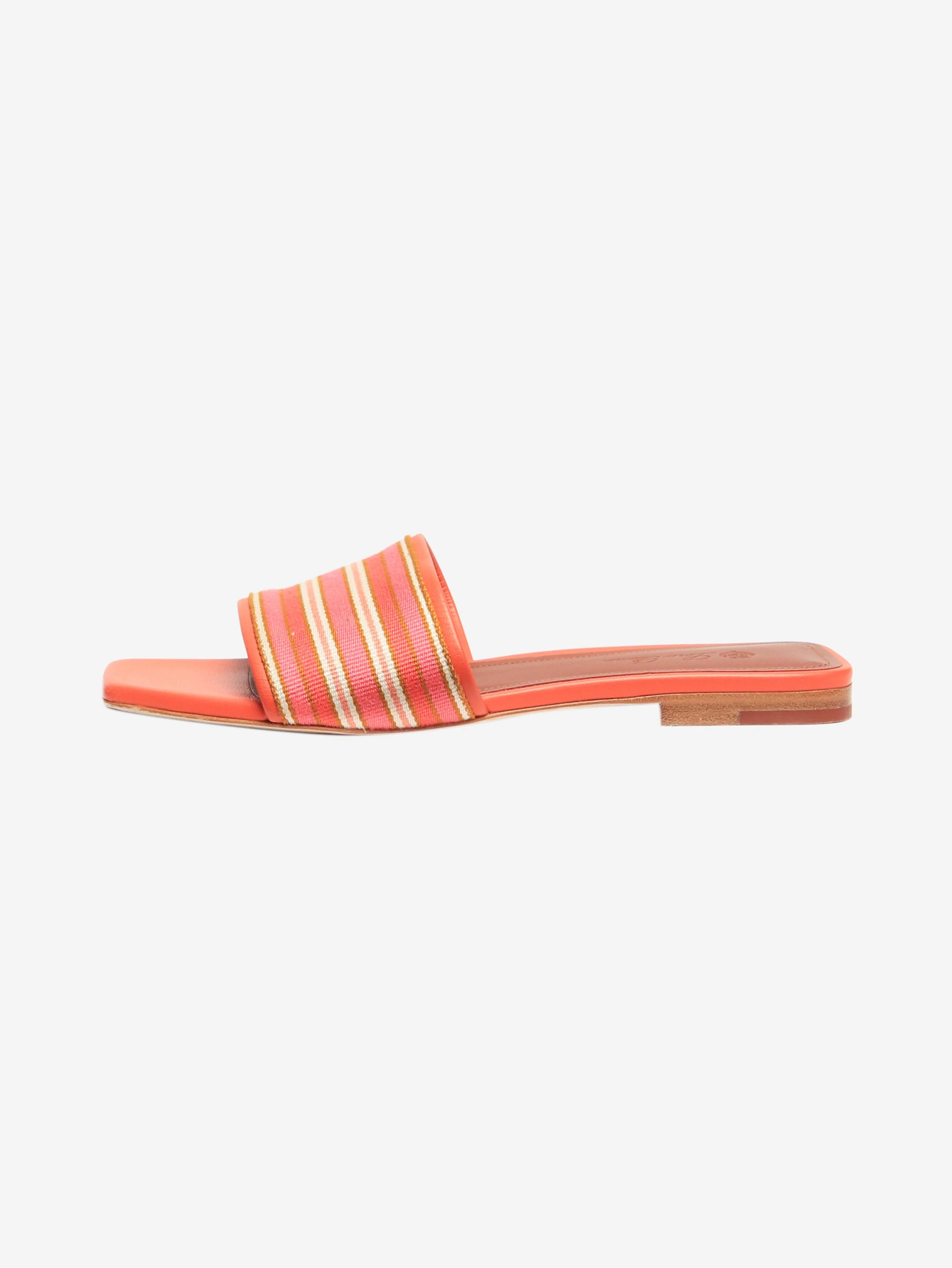 Orange leather square-toe sandals - size EU 37