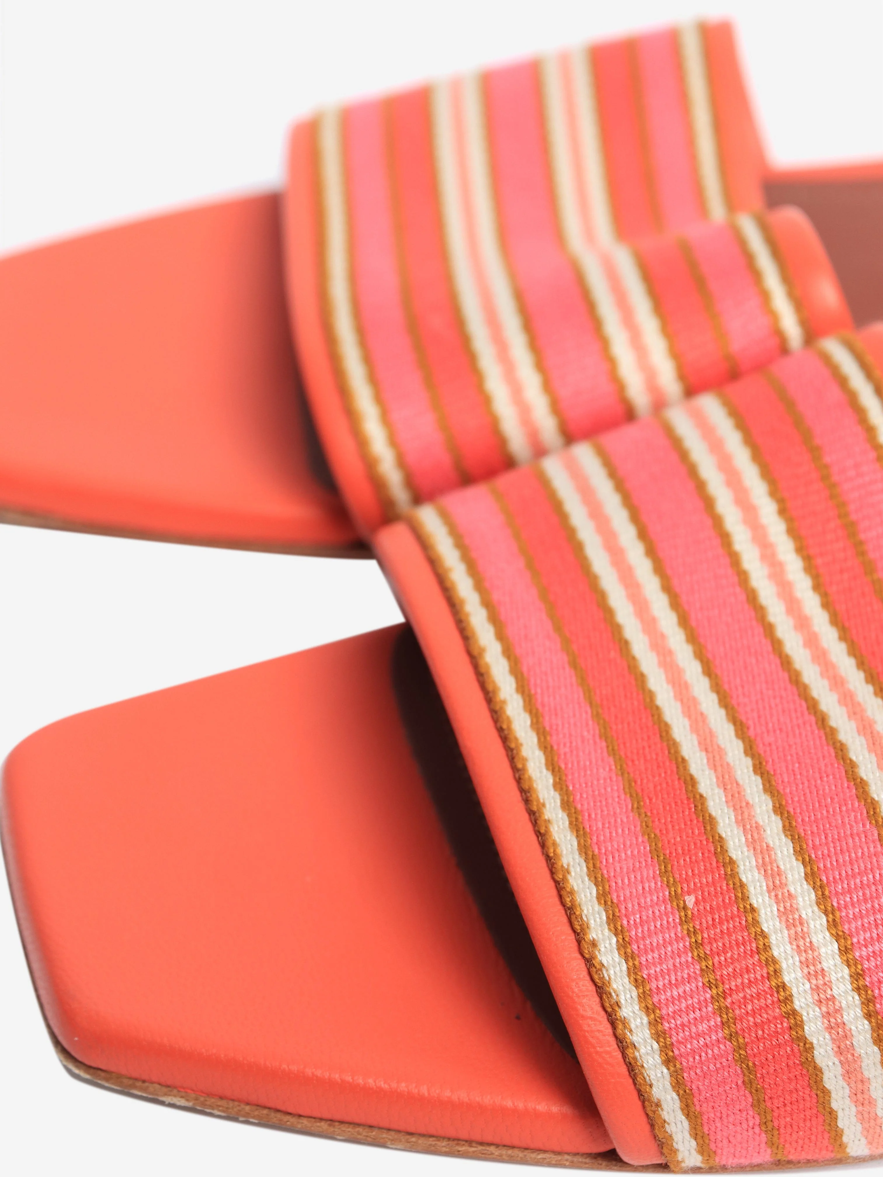 Orange leather square-toe sandals - size EU 37 - Image 4