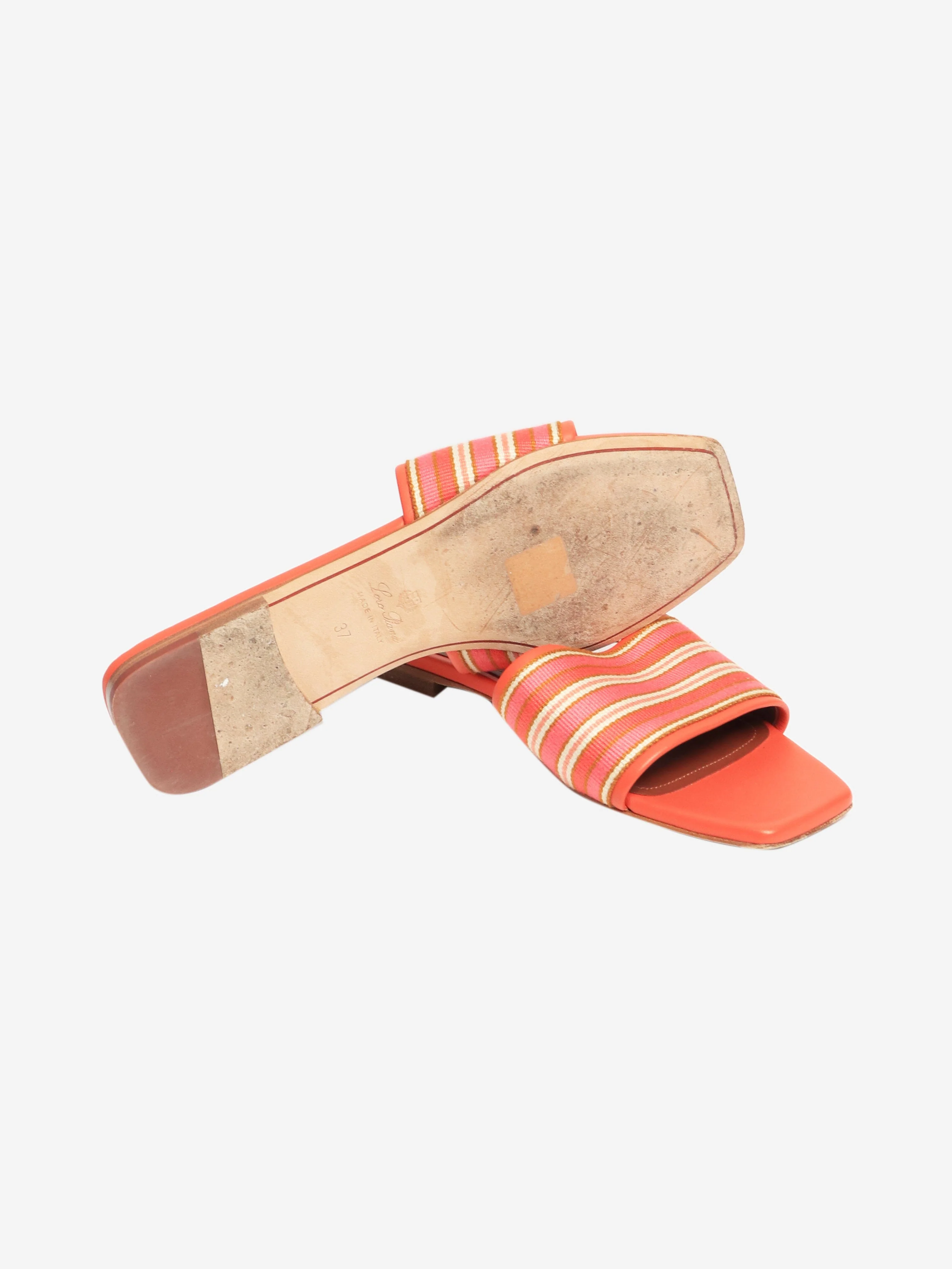 Orange leather square-toe sandals - size EU 37 - Image 5