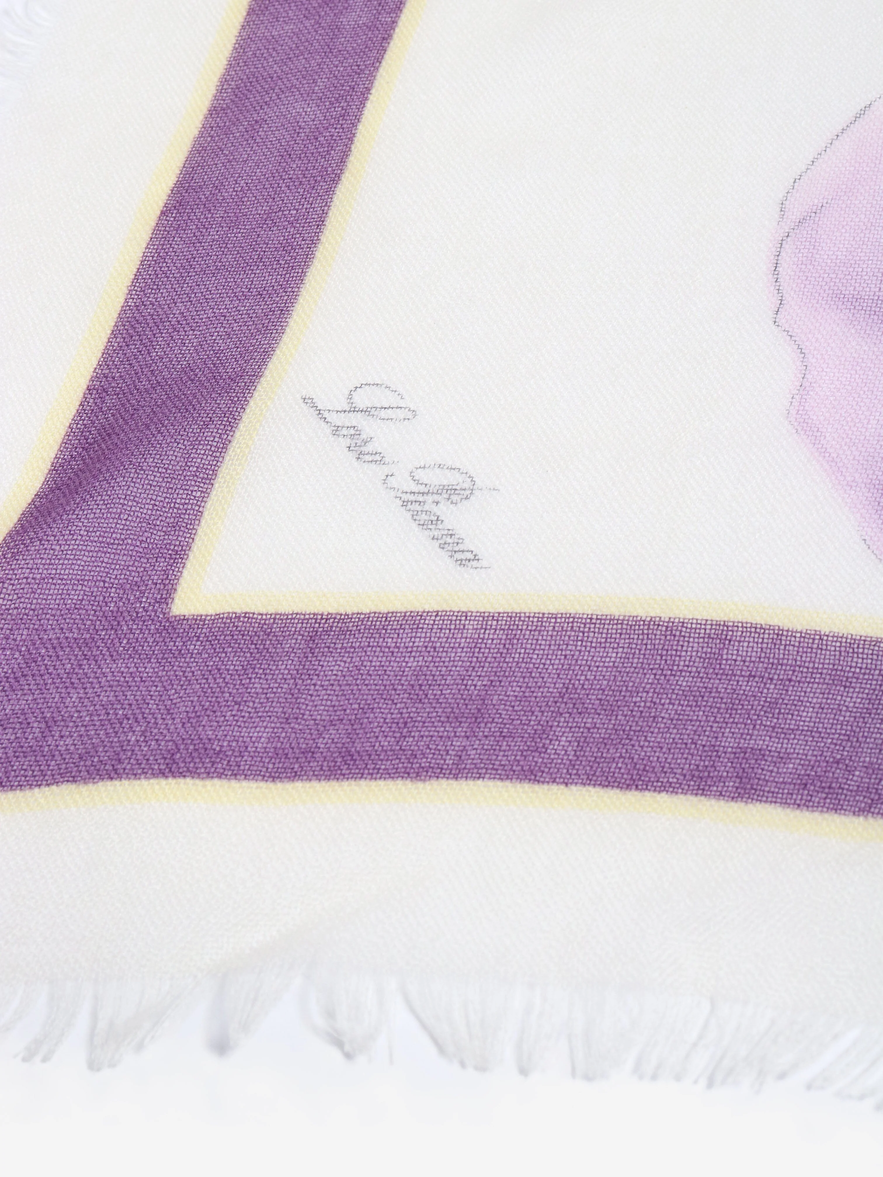 Purple fringed cashmere floral scarf - Image 3
