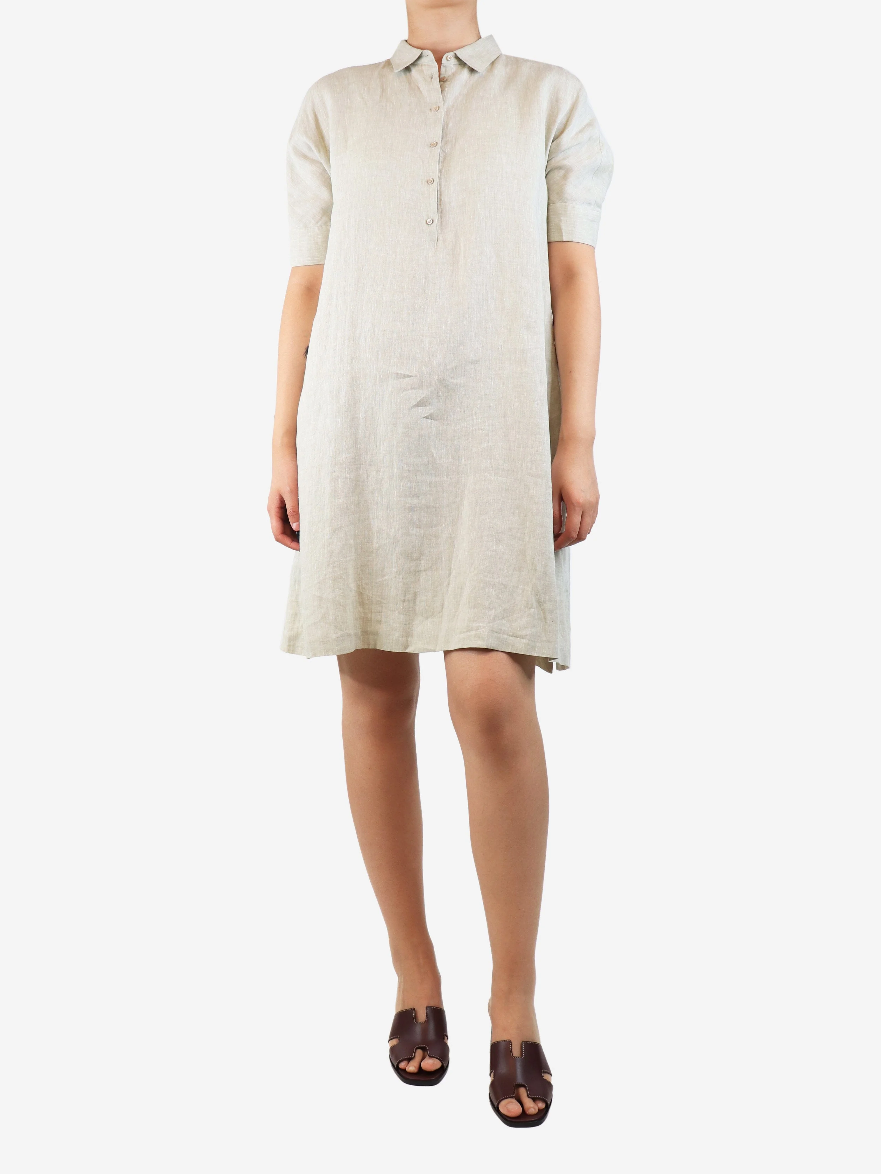 Sage shirt dress - size UK 10