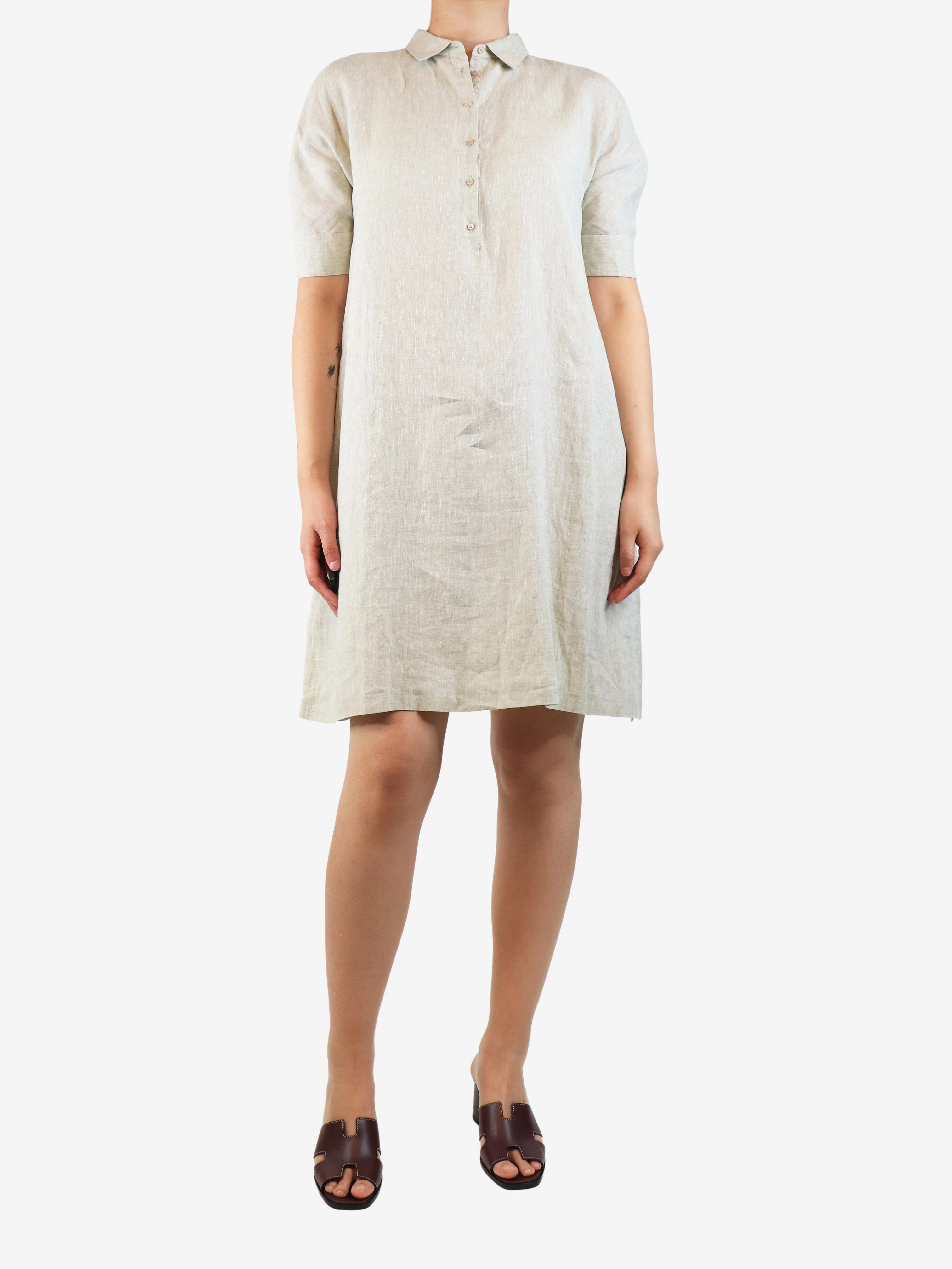 Sage shirt dress - size UK 10 - Image 3