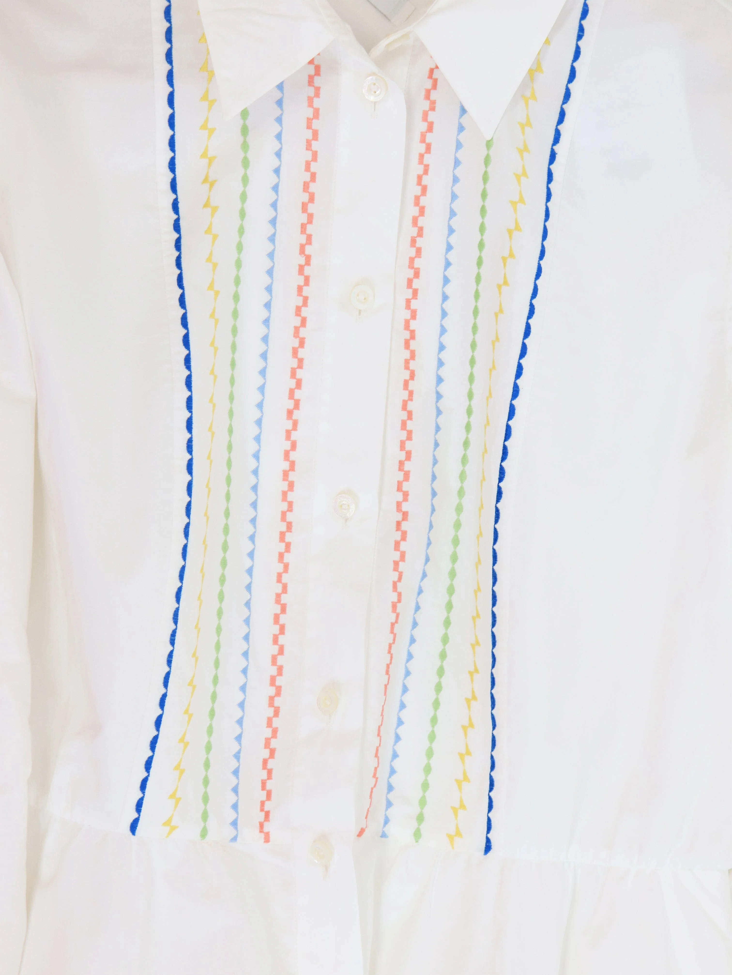 White cotton midi shirt dress - size UK 12 - Image 4