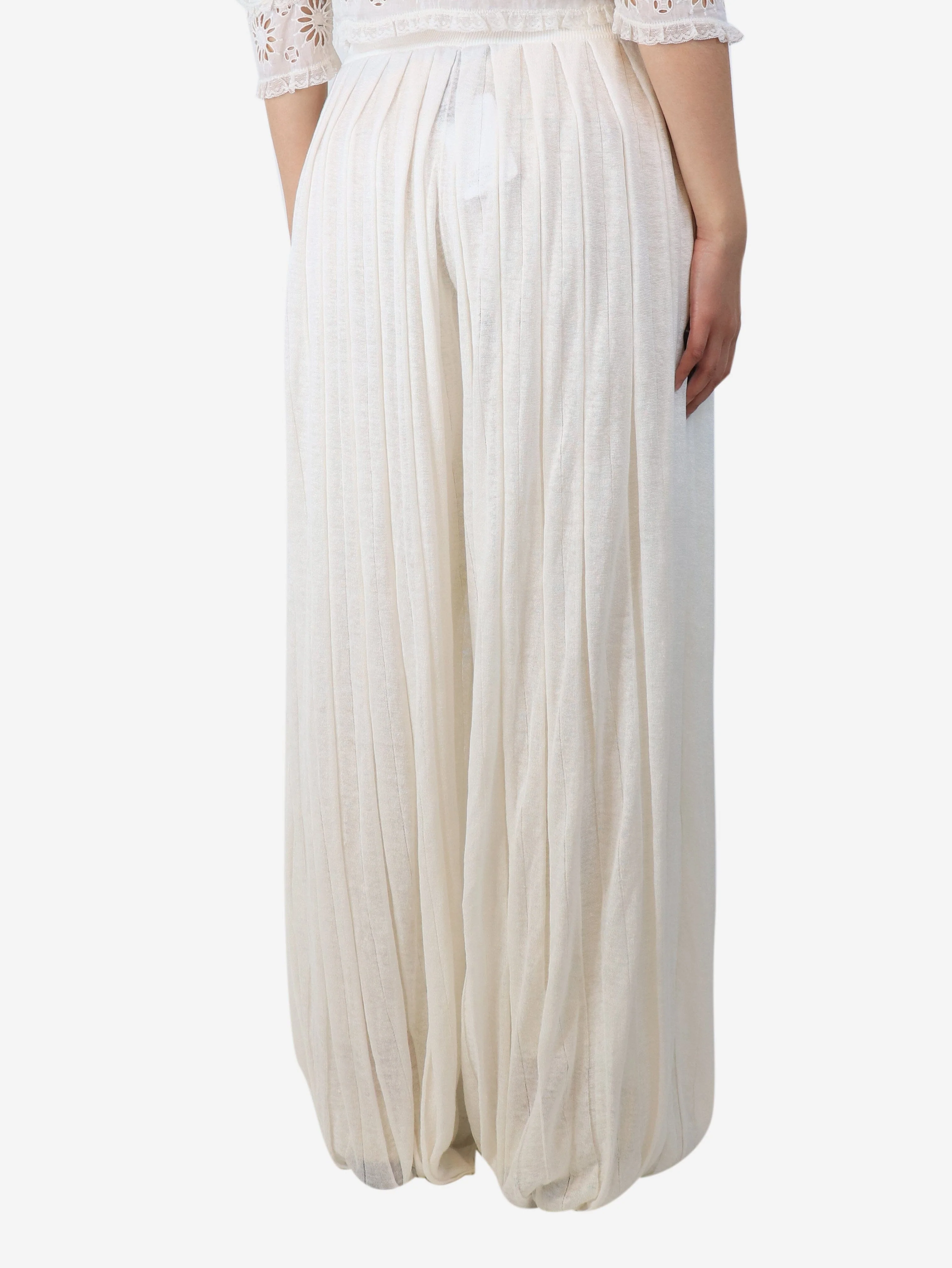 White pleated wide-leg trousers - size S - Image 3