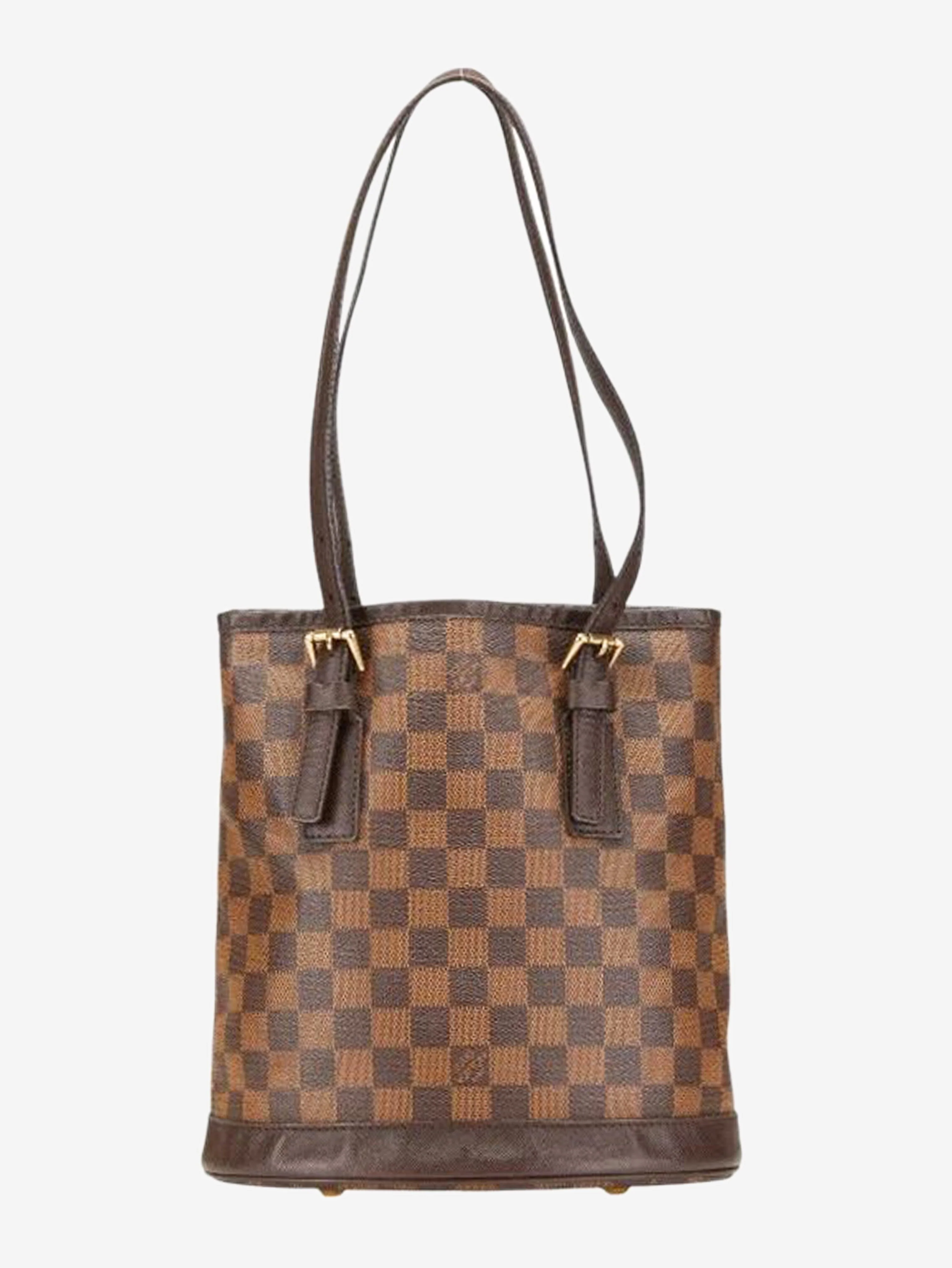 Brown vintage 1998 Damier Ebene Marais bucket bag