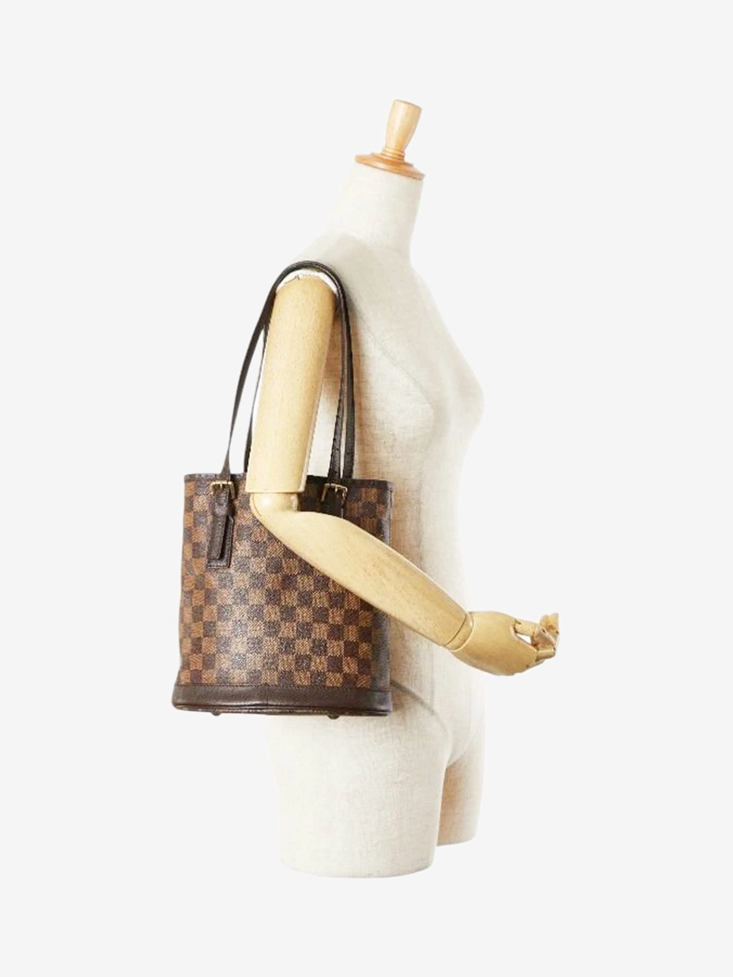 Brown vintage 1998 Damier Ebene Marais bucket bag - Image 2
