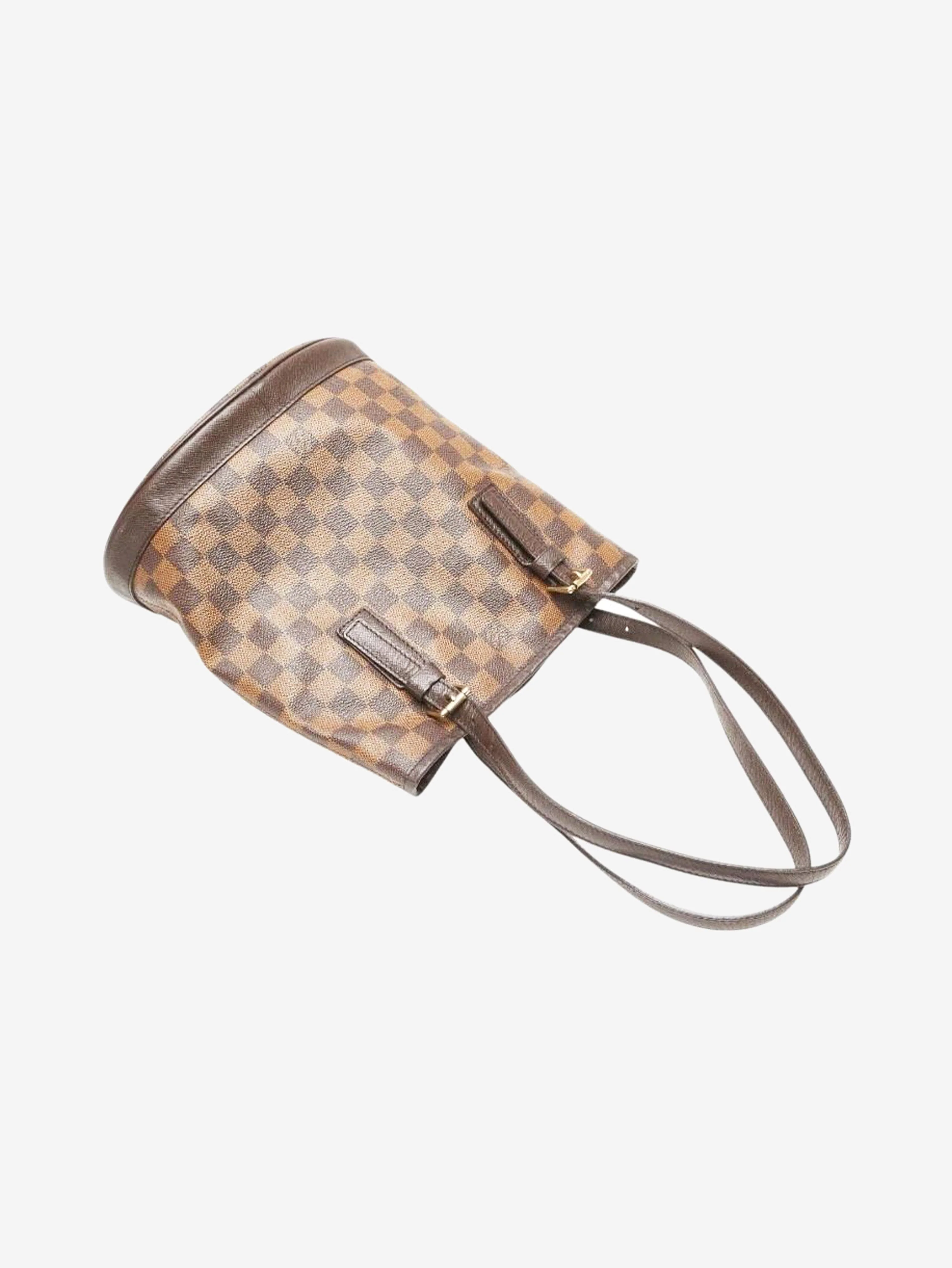 Brown vintage 1998 Damier Ebene Marais bucket bag - Image 8