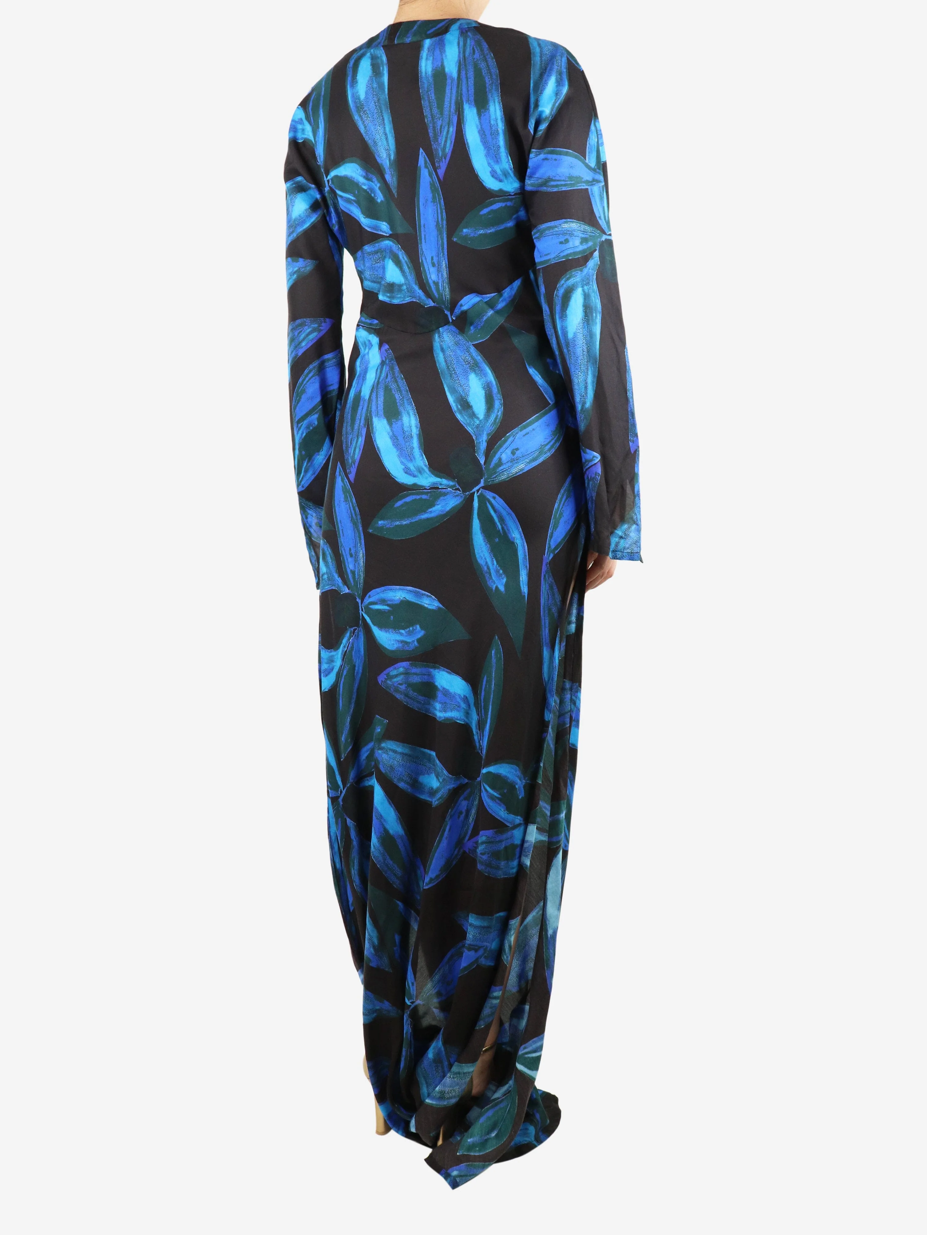 Black and blue floral printed maxi dress - size M - Image 2