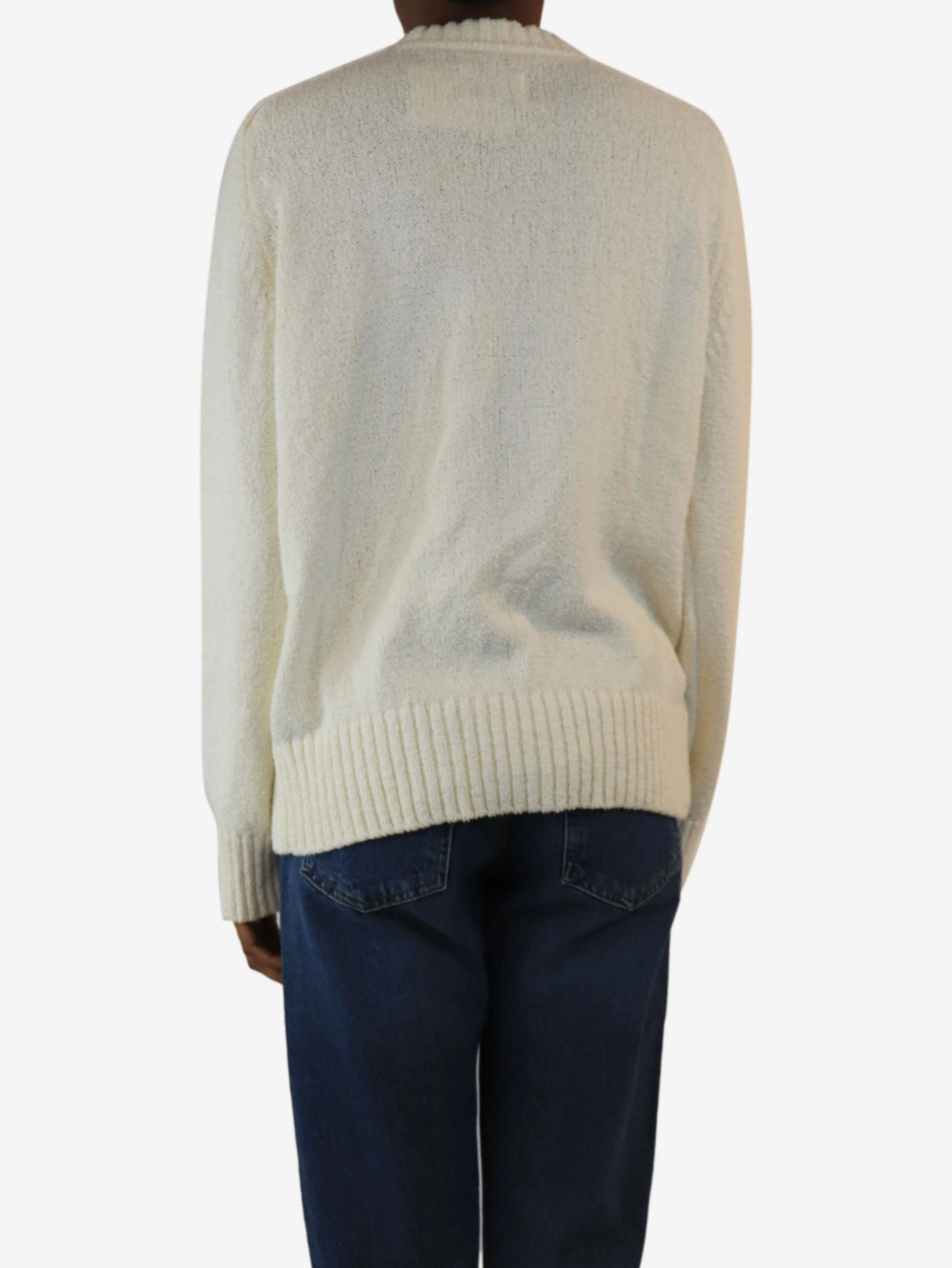 White towelled knit jumper - size XS - Image 2