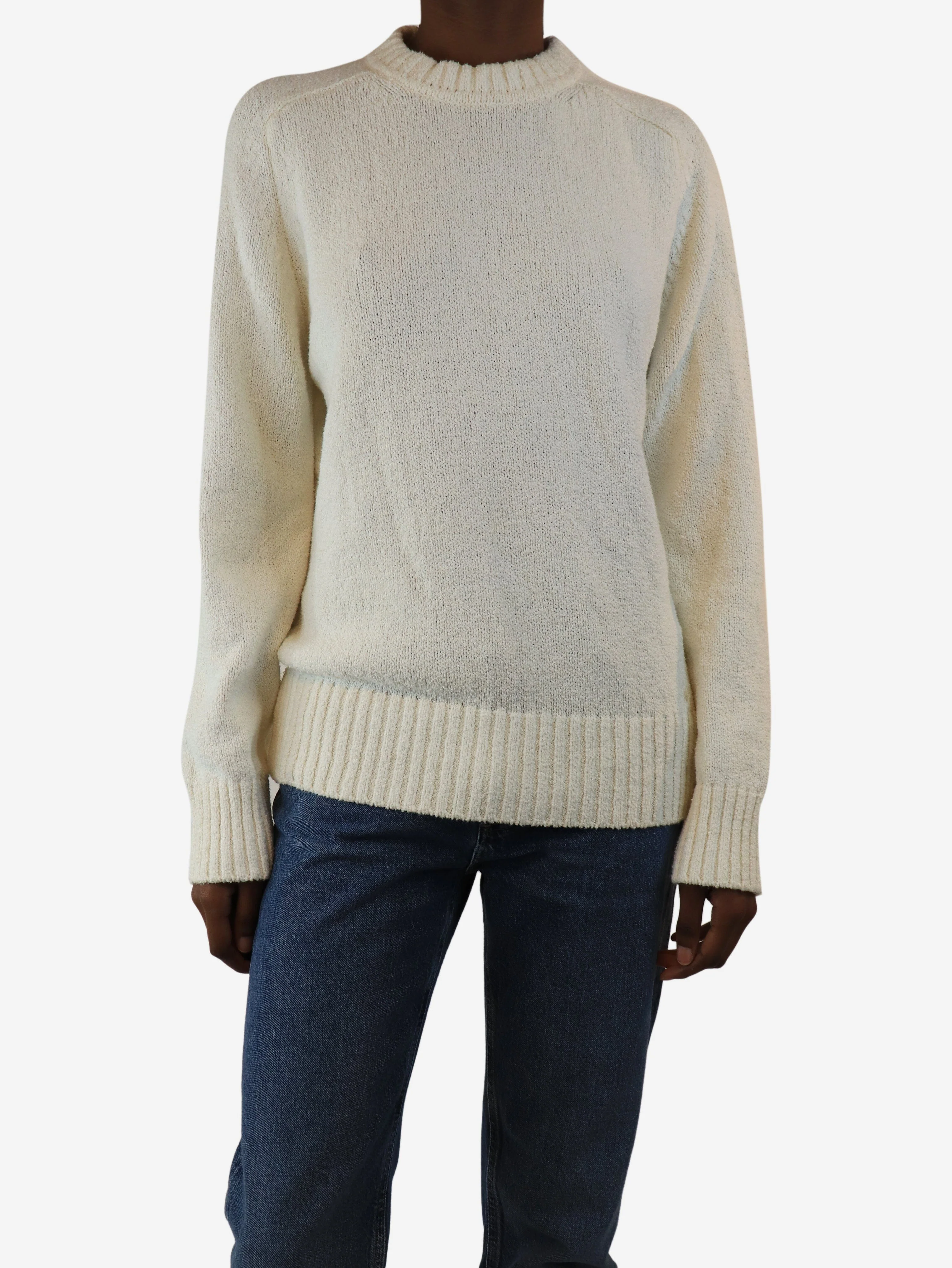 White towelled knit jumper - size XS - Image 3