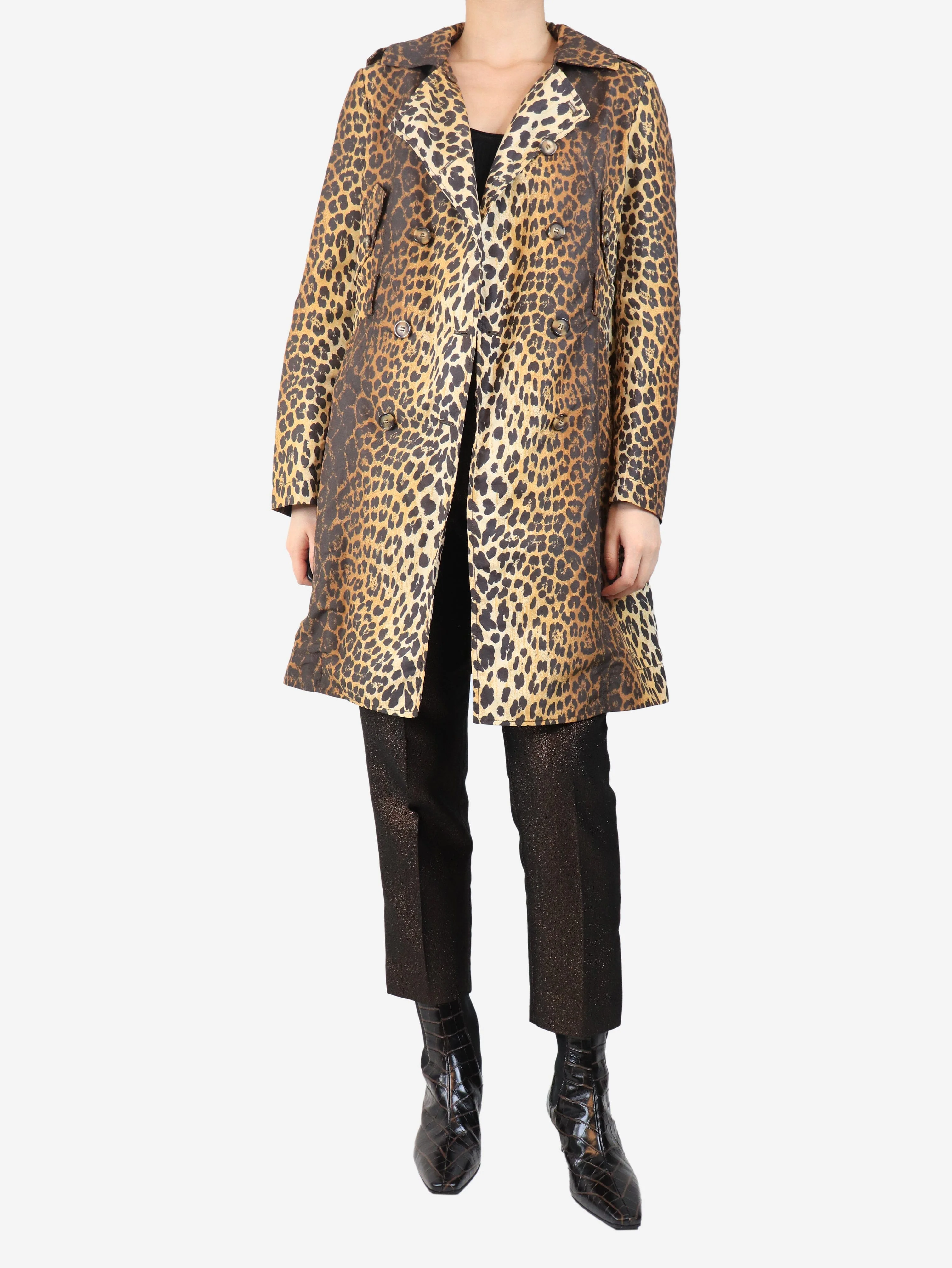Brown leopard print jacket - size UK 10 - Image 3