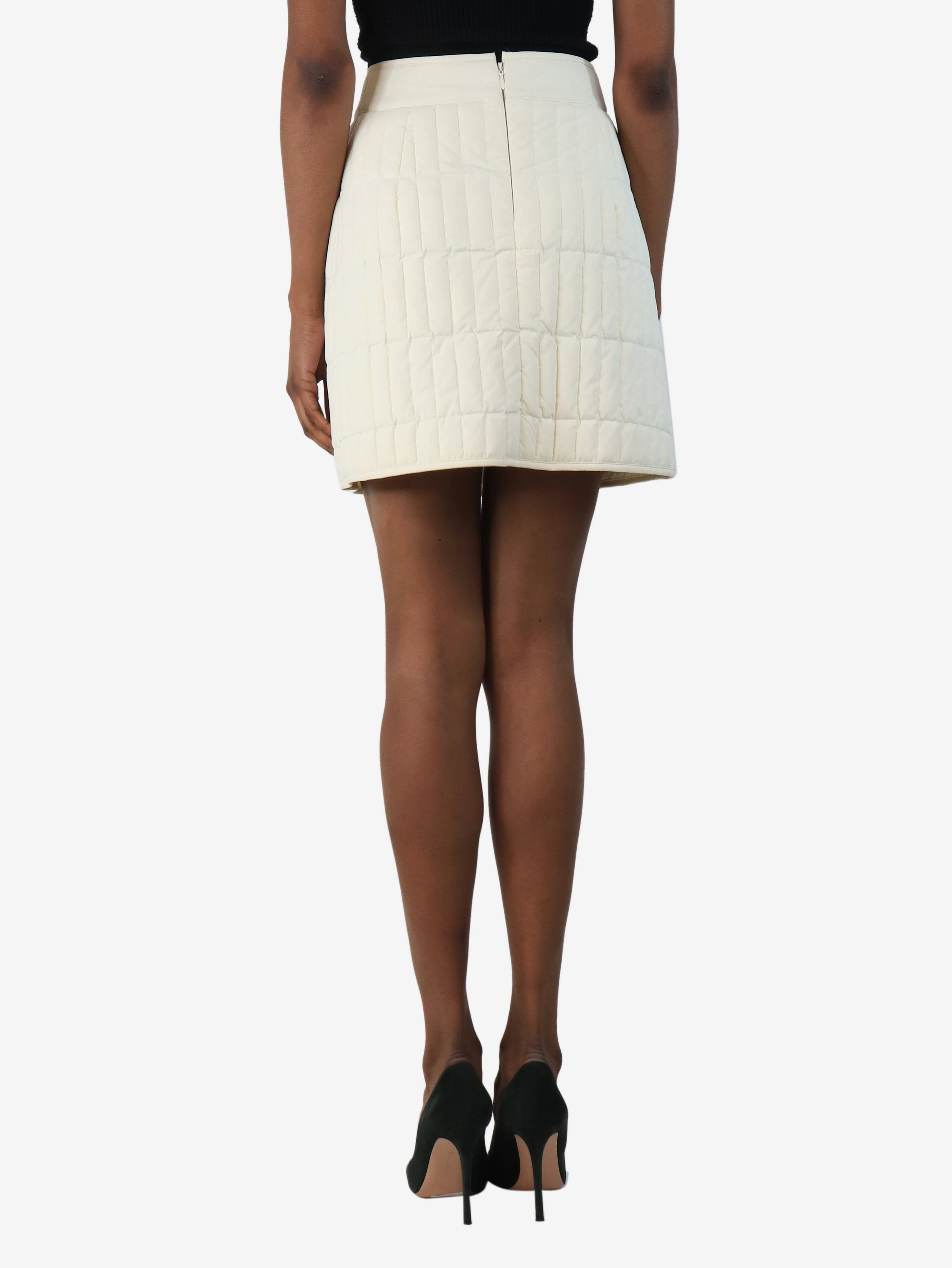 Cream quilted down skirt - size UK 6 - Image 3