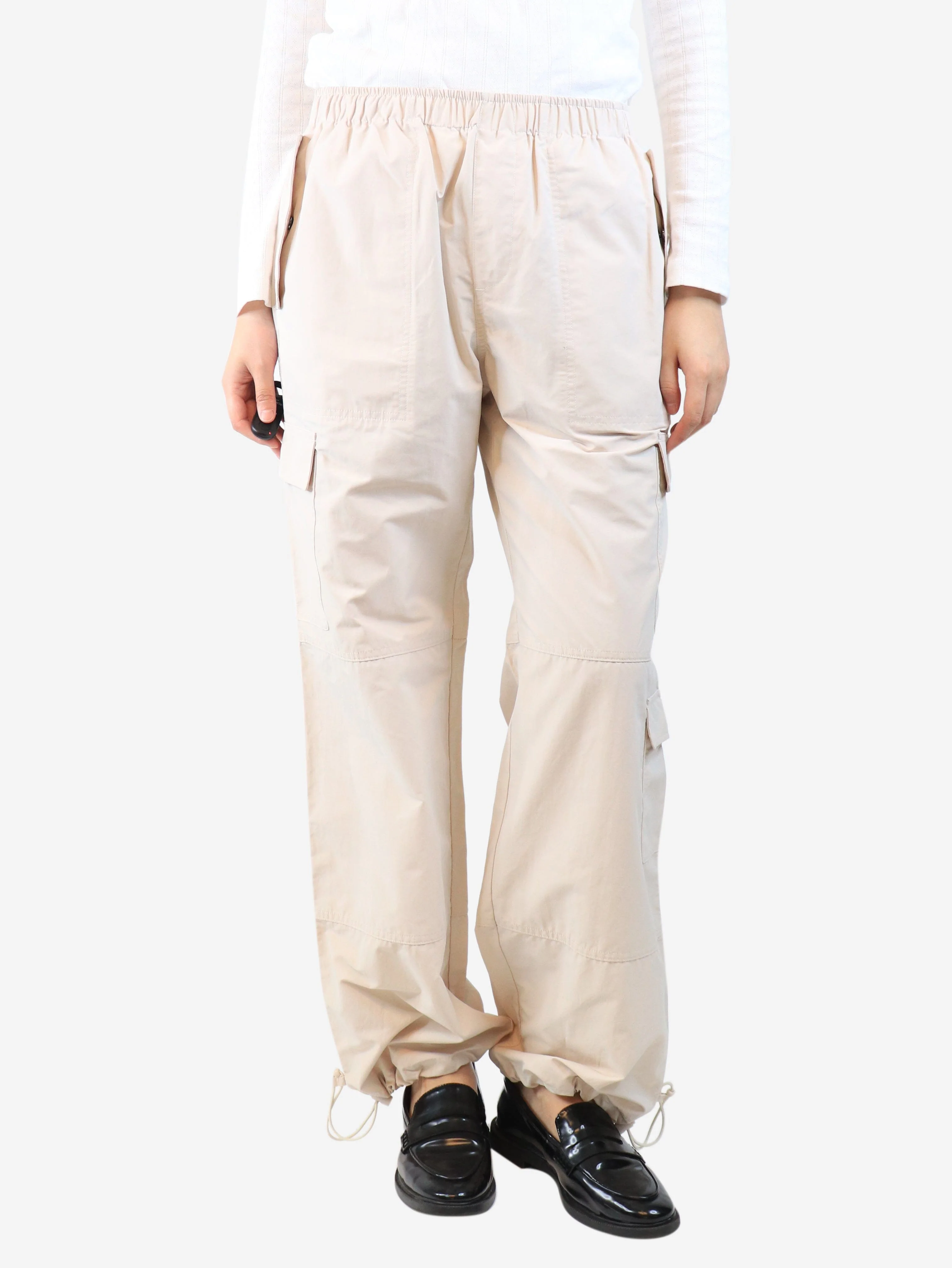 Beige cargo parachute trousers - size M