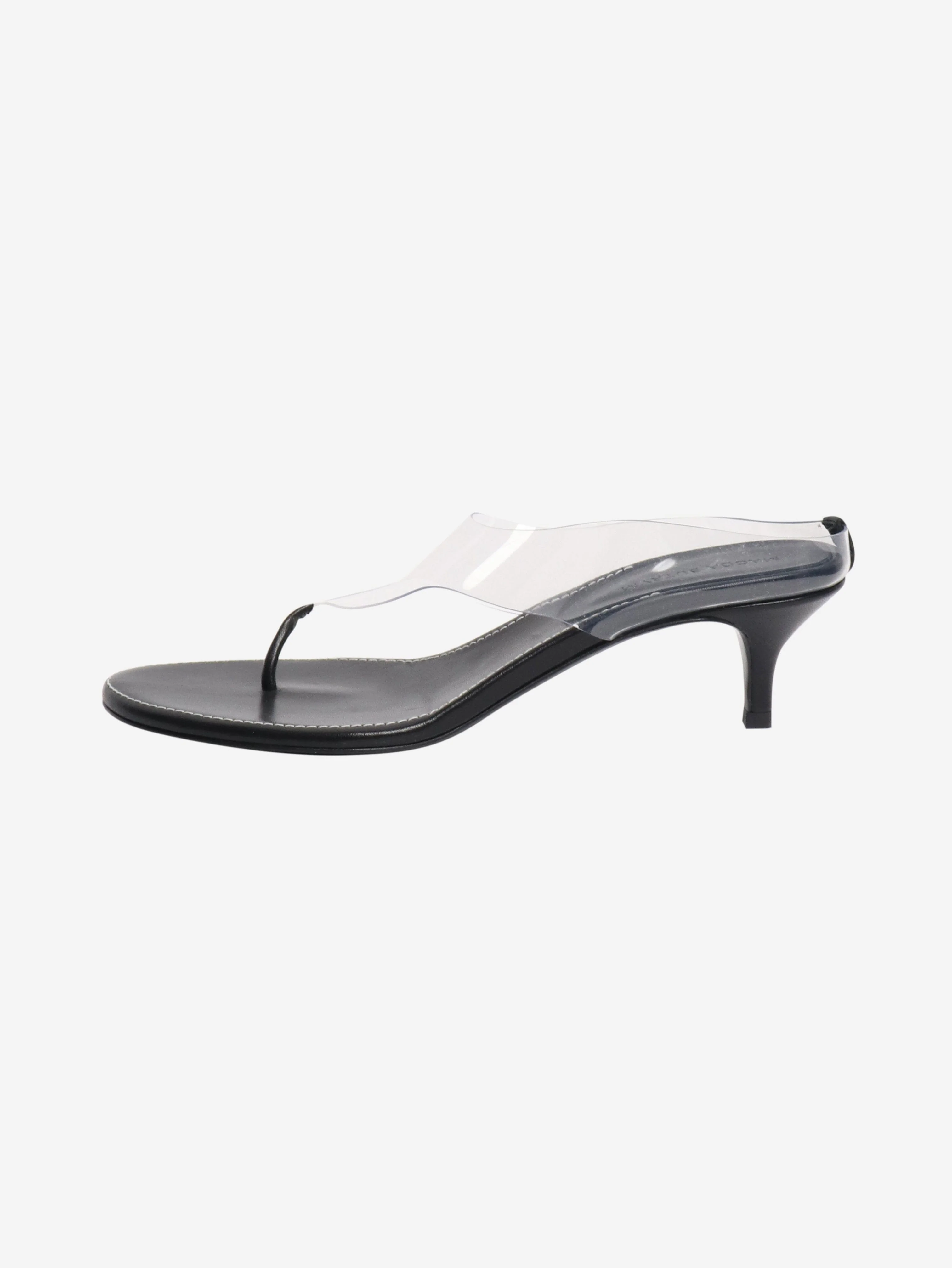 Black leather thong sandals - size EU 38