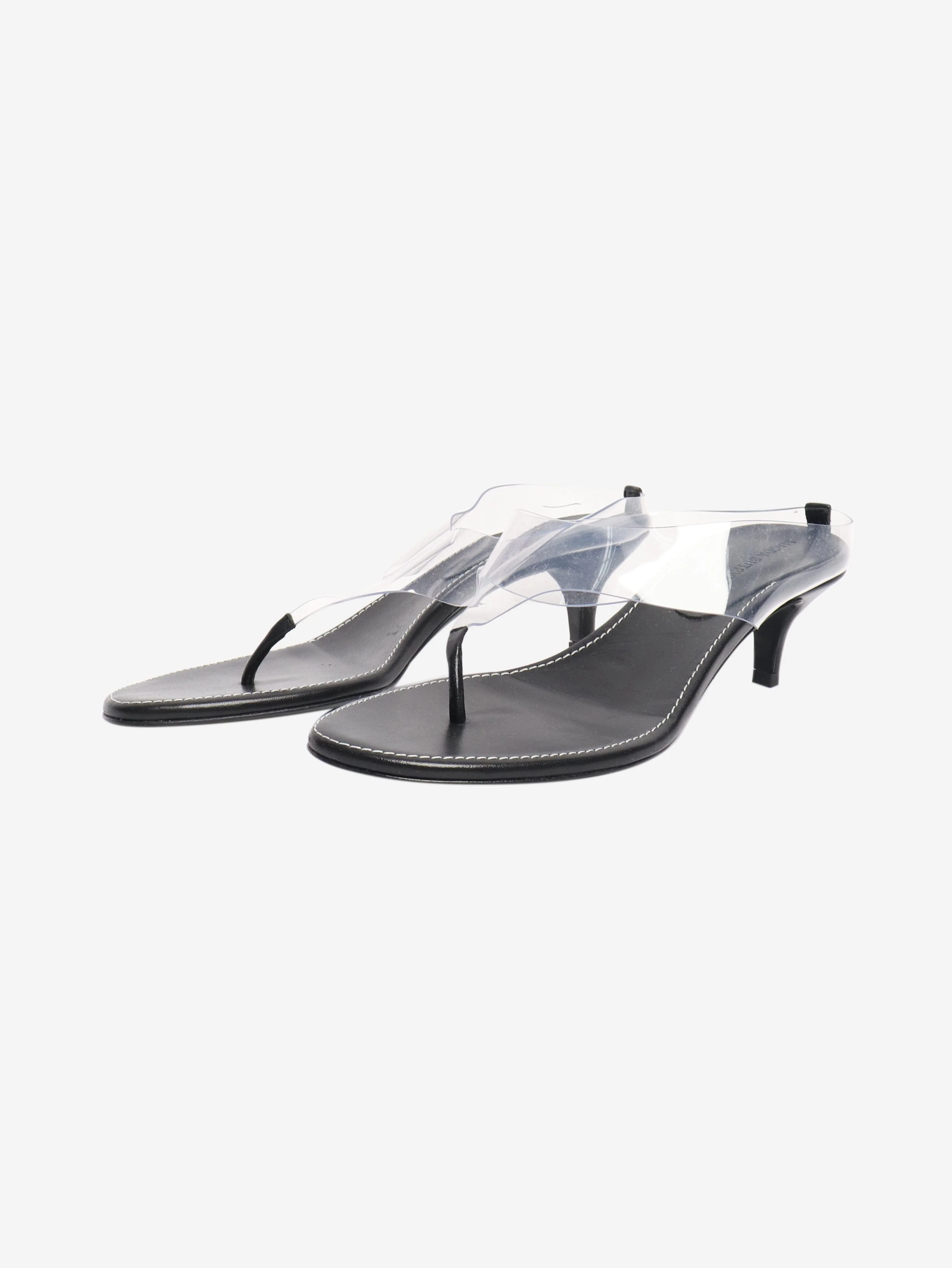 Black leather thong sandals - size EU 38 - Image 2