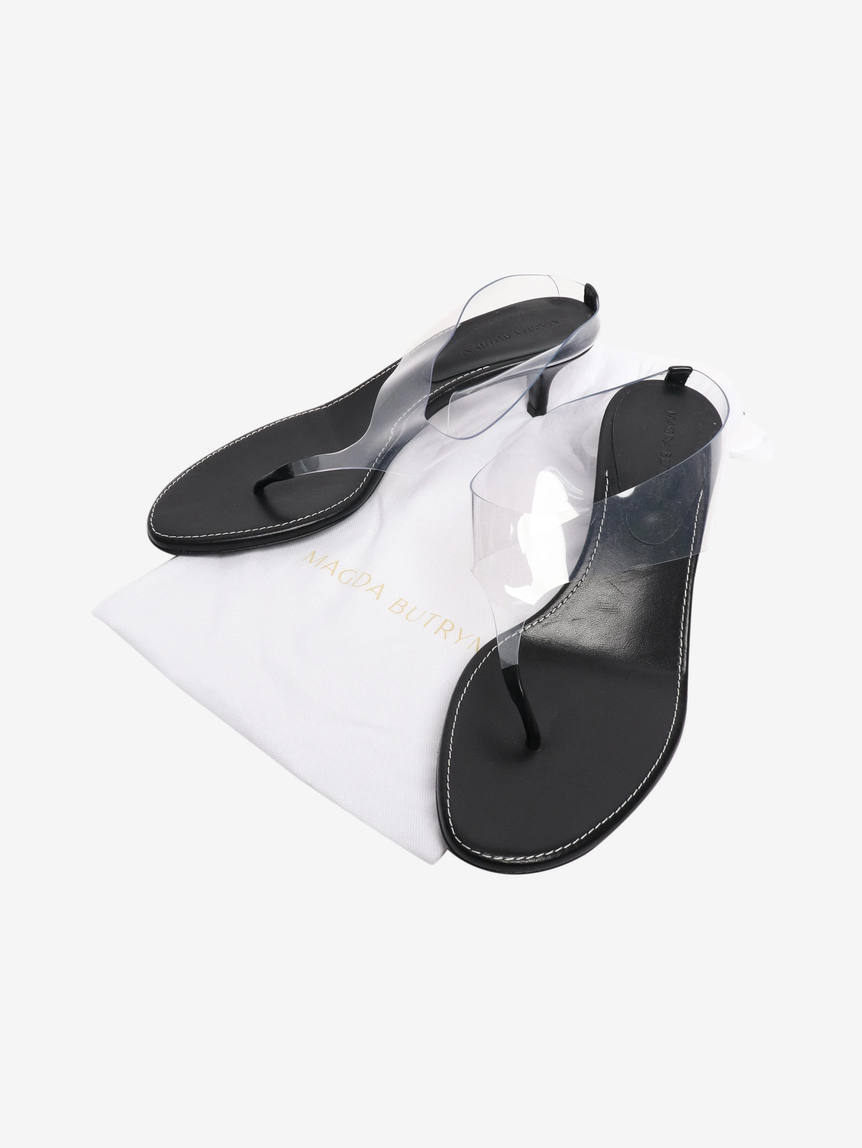 Black leather thong sandals - size EU 38 - Image 6