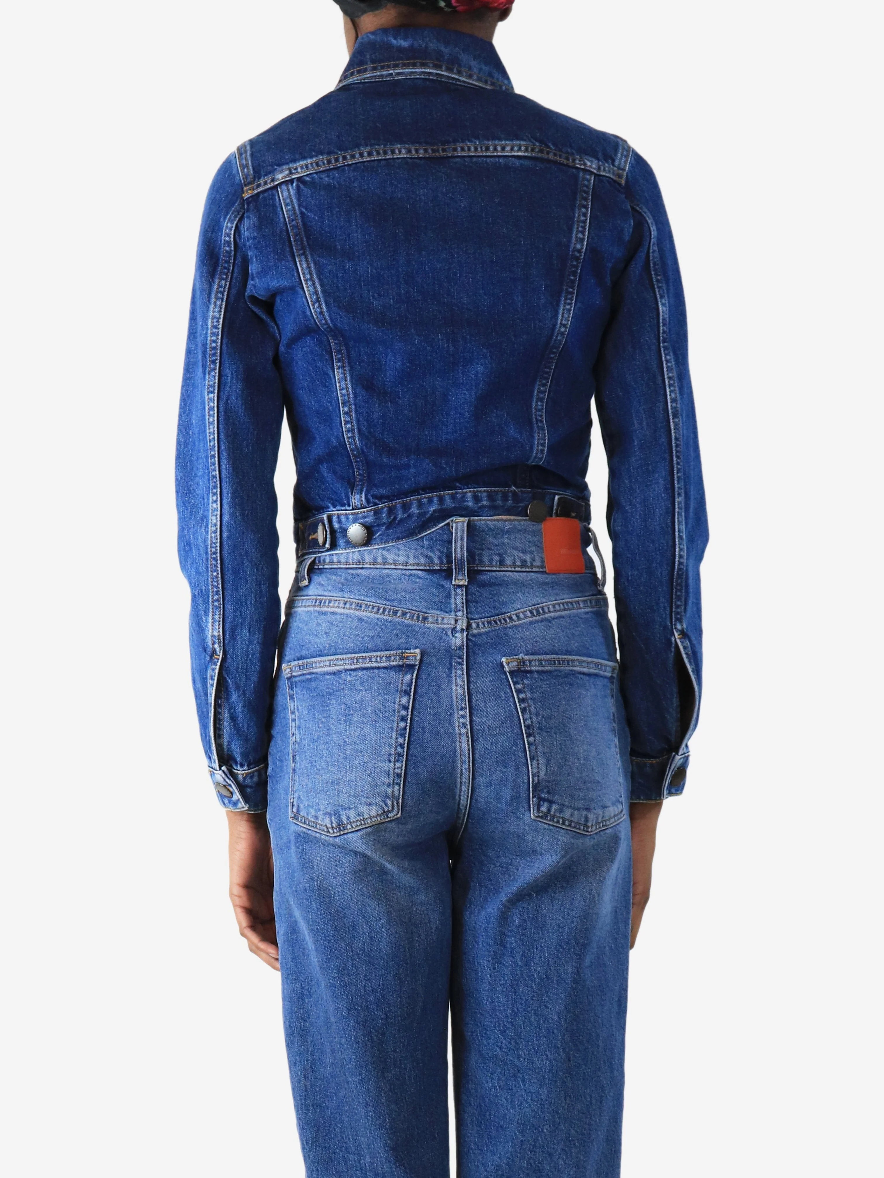 Blue cropped denim jacket - size UK 8 - Image 2