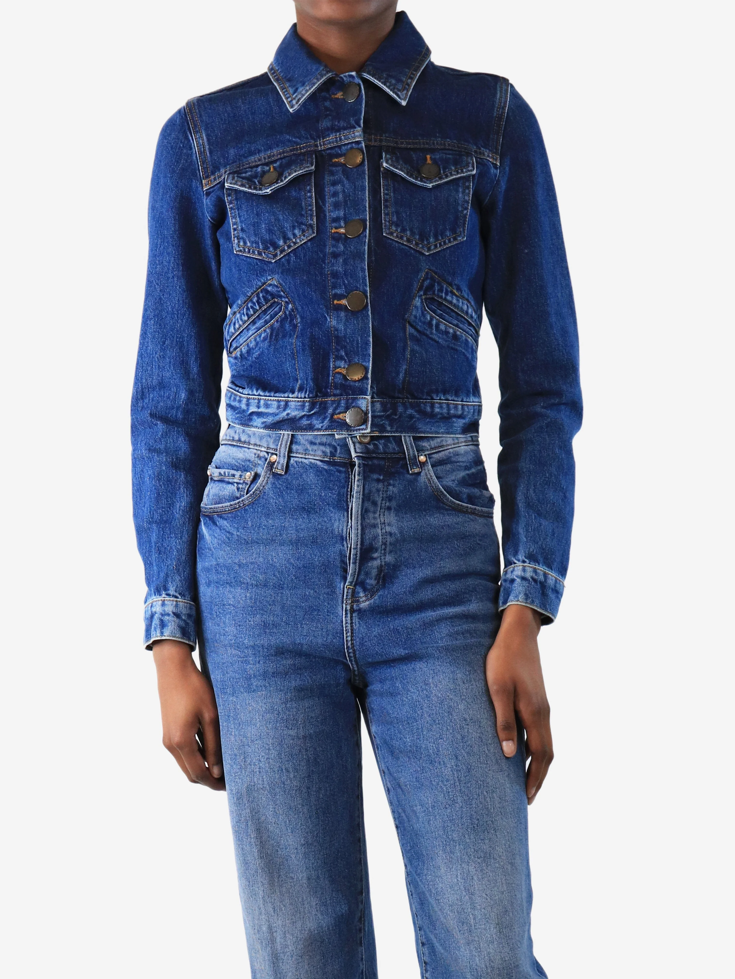 Blue cropped denim jacket - size UK 8 - Image 3