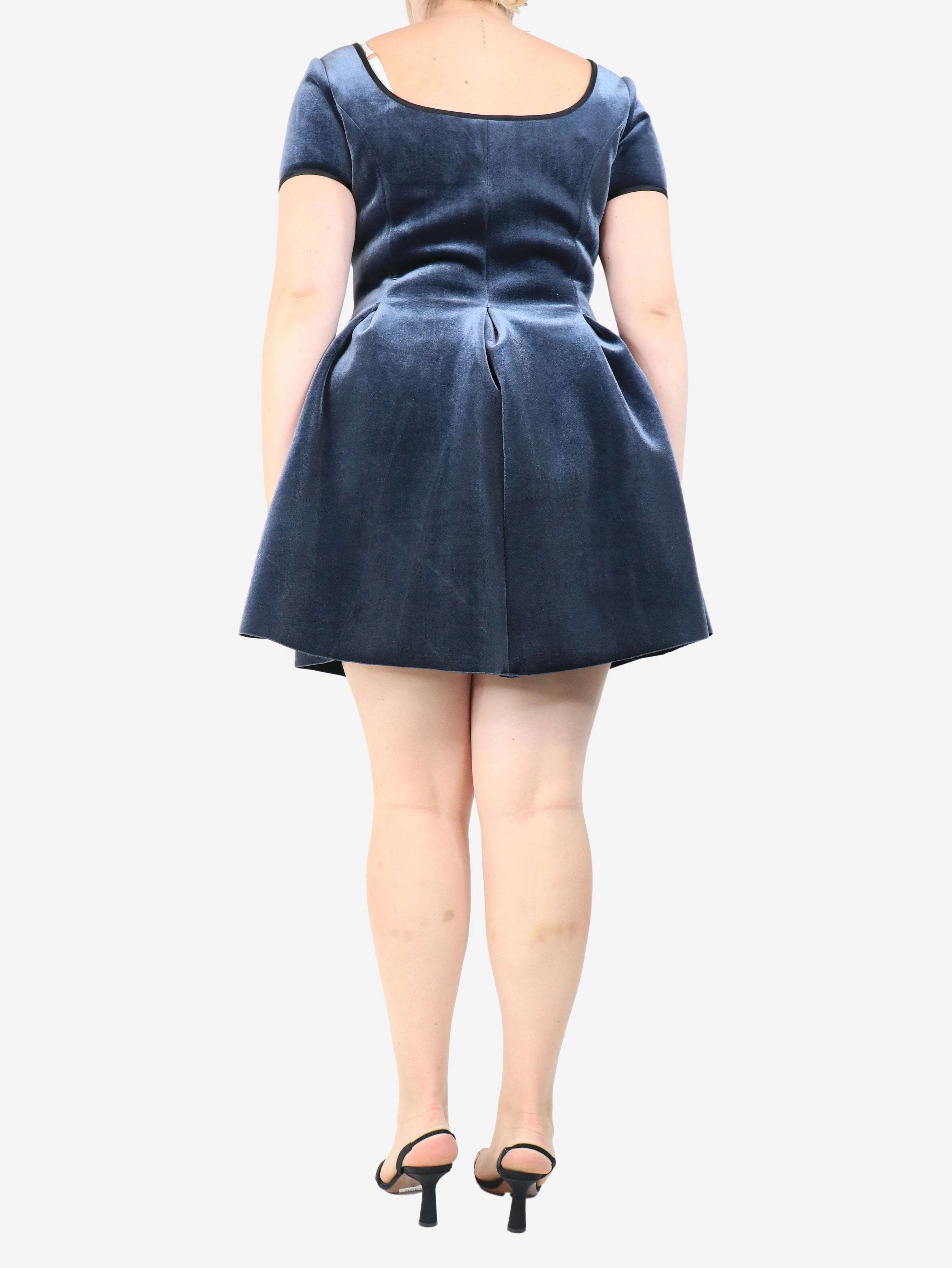Blue velvet mini dress - size UK 12 - Image 2