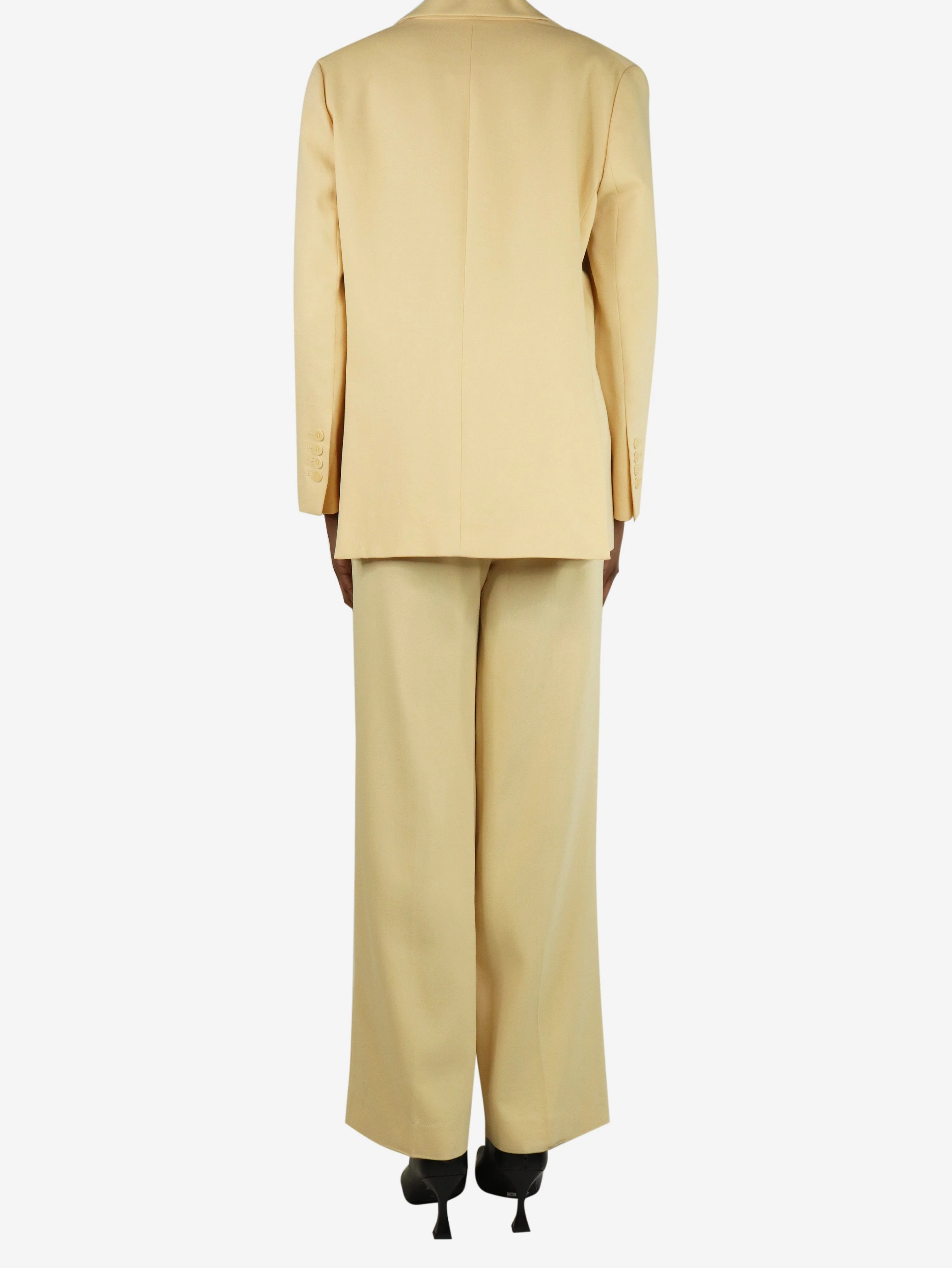 Pastel yellow two piece suit set - size UK 6 - Image 2